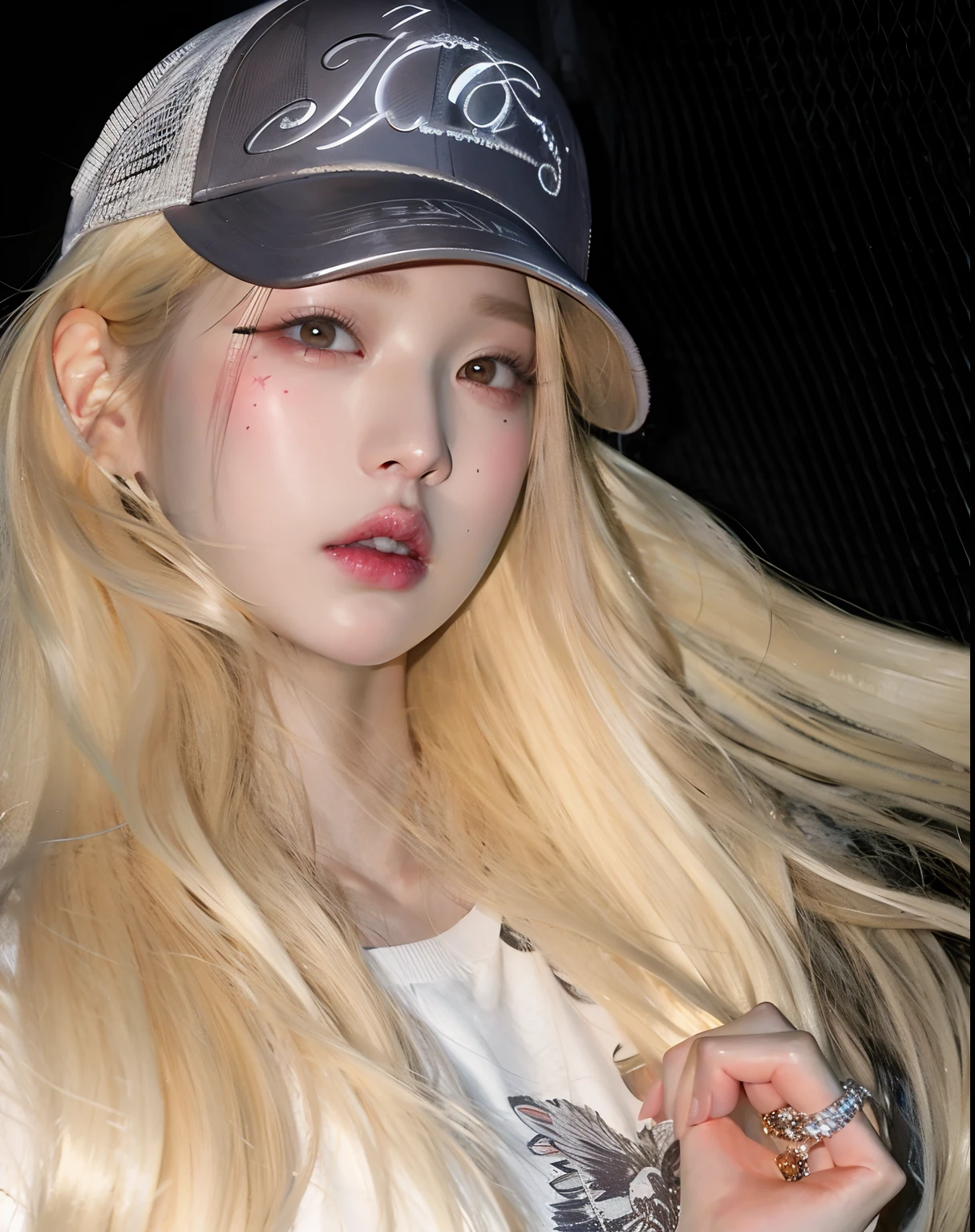 Long Haired Blonde Girl with Baseball Cap and White Shirt, Parque Roseanne de Blackpink, Retrato de Jossi de Blackpink, Lalisa Manobal, Jossi de Blackpink, Lalisa Manoban de Blackpink, extremely pale blond hair, Ava Max, Retrato de Kim Petras, cabello rubio muy, very pale, Jinyoung Shin, Taejune Kim