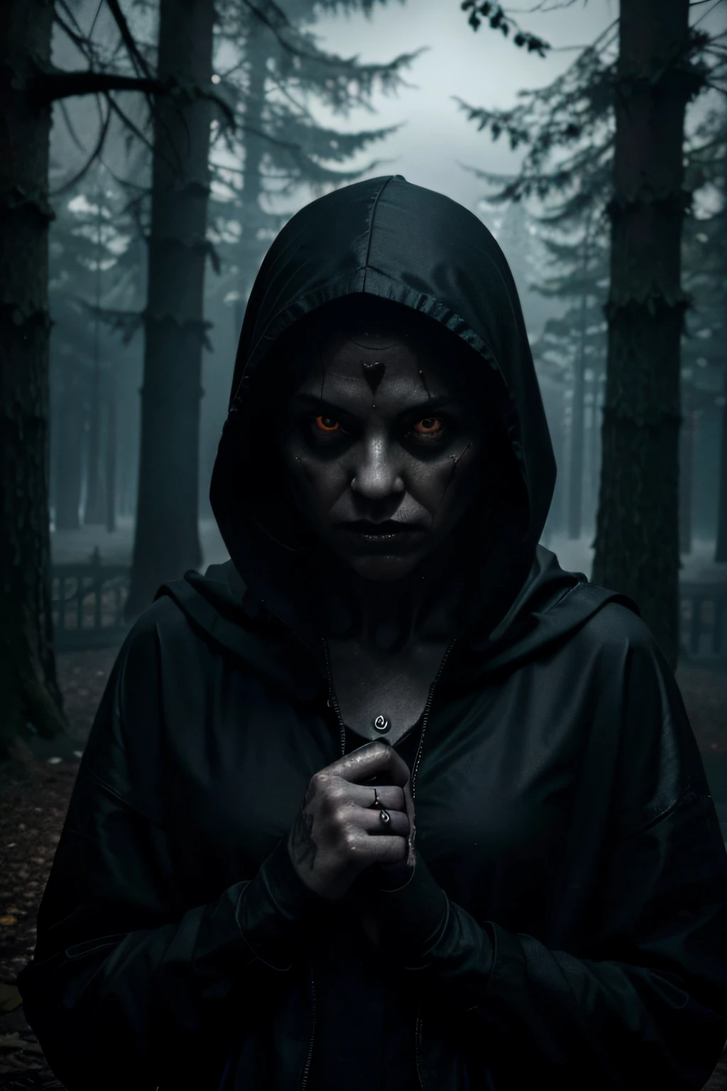 (monstrous woman,wearing a black hood,talking on the phone),inserting a surreal background,with dark and mysterious atmosphere,creating a sense of tension and anticipation,[sinister phone call], [eerie shadows], [haunting presence:1.2],[supernatural elements],[ominous ambiance],[hauntingly beautiful],intense colors,twisted and distorted features,extraordinary details,[(best quality,4k,8k,highres,masterpiece:1.2),ultra-detailed,(realistic,photorealistic,photo-realistic:1.37)],[mystical lighting],[surrealistic art style], [sinister aura],[sinister hooded figure], [dark and twisted art], [supernatural entity],[phantasmagorical scene],[mysterious vibes], [dark fantasy], [unsettling landscape], [elegant horror],[suspenseful narrative], [enigmatic character],[sinister intentions],[unsettling composition]
