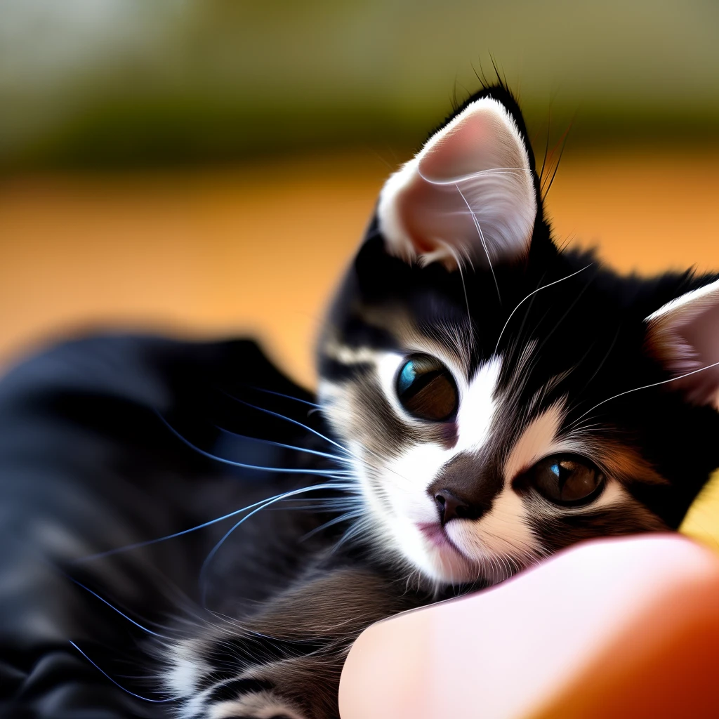 A kitten bowed its head with disney style