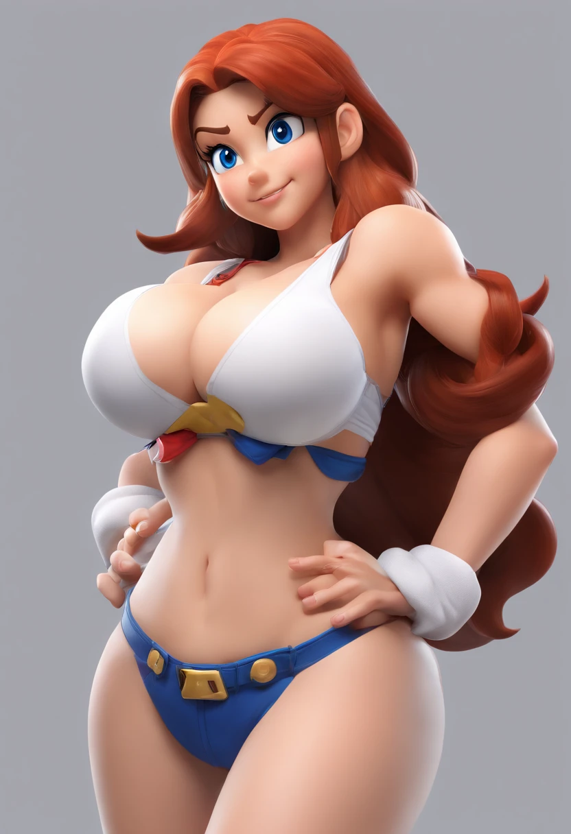 photorealistic, cinematography lighting, cool pose, looking at viewer, 1girl, Russian woman, 30 years old, long hair, red hair, naked, SPY, full body, standing, (only), Street Fighter art style, zipper, zipper full length, partially unzipped, blue eyes, white background, character sheet, buxom chested, large breasts size, with large breasts, stunning, large breasts, big breasts!, nsfw, slipping out of top, areola, areola slip, visible areola, NSFW, nsfw, big breasts!, with large breasts, nsfw huge breasts, with a large breasts, big breasts