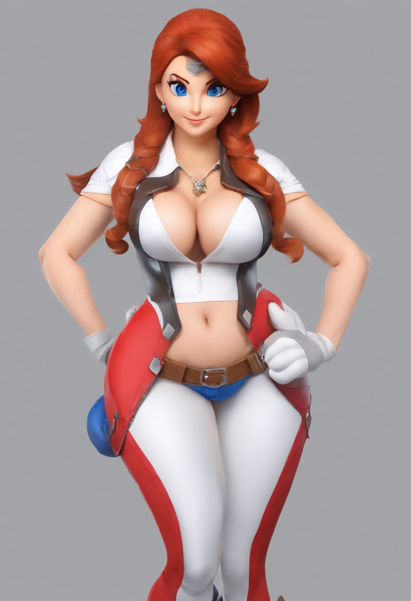 photorealistic, cinematography lighting, cool pose, looking at viewer, 1girl, Russian woman, 30 years old, long hair, red hair, naked, SPY, full body, standing, (only), Street Fighter art style, zipper, zipper full length, partially unzipped, blue eyes, white background, character sheet, buxom chested, large breasts size, with large breasts, stunning, large breasts, big breasts!, nsfw, slipping out of top, areola, areola slip, visible areola, NSFW, nsfw, big breasts!, with large breasts, nsfw huge breasts, with a large breasts, big breasts