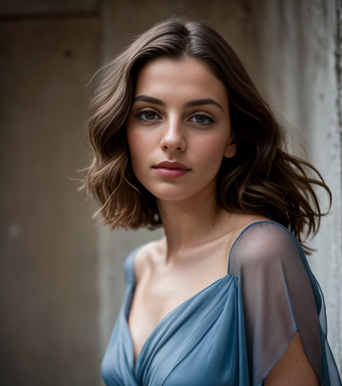 (masterpiece, best quality, high resolution:1.4), 1girl, skin pores texture, Hair brown HD , Photography, movie, cinematic, half Body, Realistic, (8k, RAW photo, masterpiece:1.2), (realistic, photo-realistic:1.33),detailed eyes blue, natural lighting, depth of field, film grain, wrinkled skin, sharp, (freckles:0.5) , outside, wearing a black elebant dress, staring at camera, chapped lips, soft natural lighting, fashion photography, magical photography, dramatic lighting, photo realism, ultra-detailed, intimate composition, Leica 50mm,