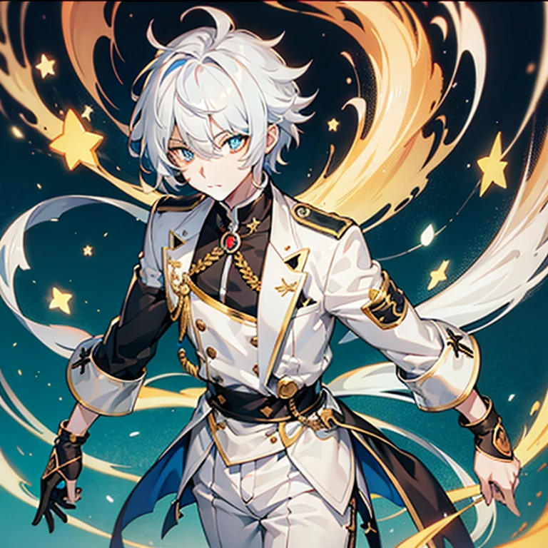 Ultra detailed, Best quality, finedetail, Anime boy, neko, The male, White hair, , eyes blue, Blue pupils, Extremely detailed eyes, White color blouse, Black shorts,, The male,Abs