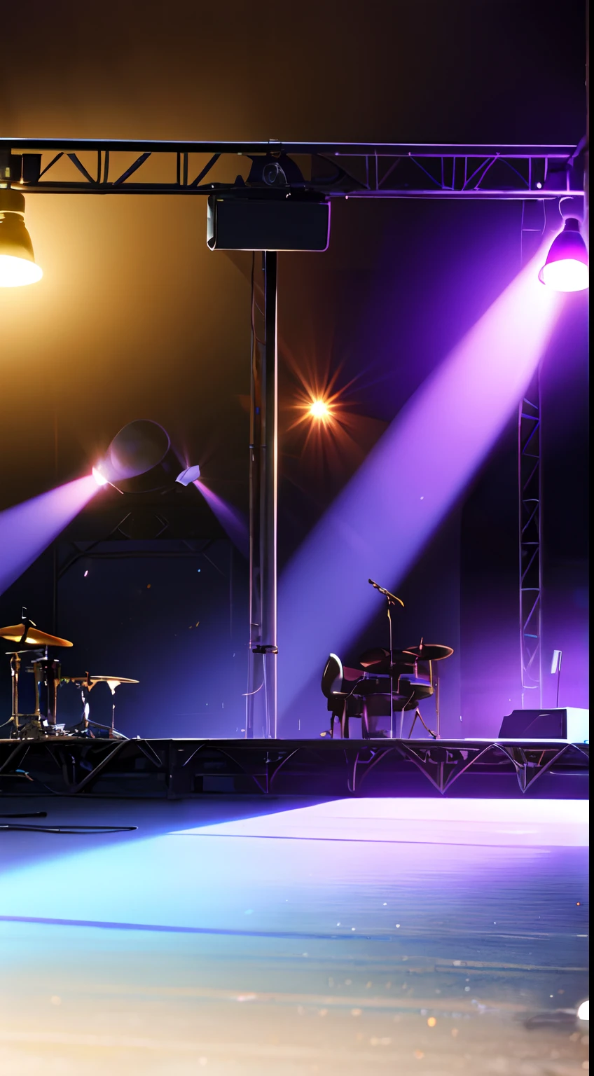 Masterpiece, music stage, lamp, scenery, (without people), concert lamp, pink and purple and blue light, music stage background
