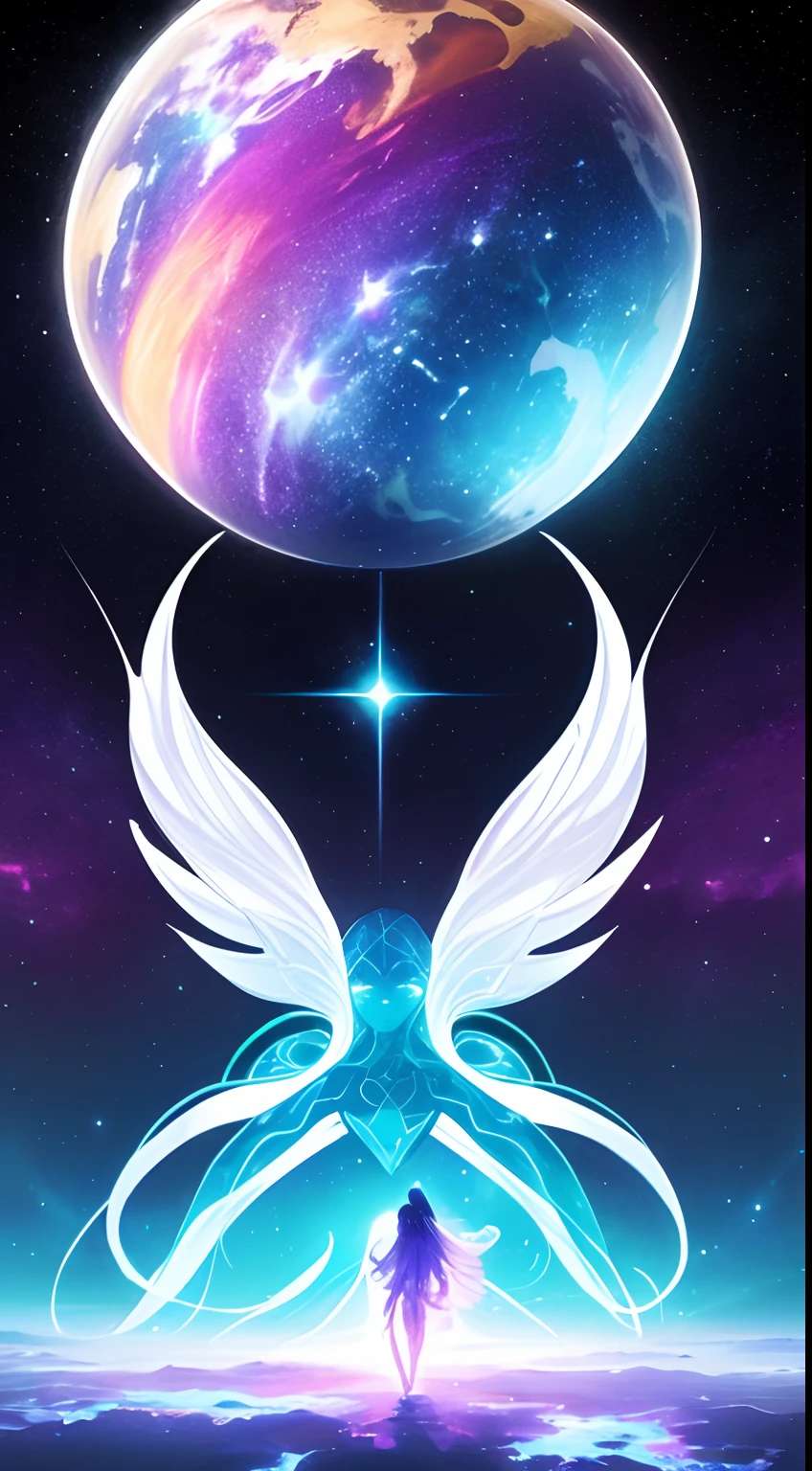 cosmic,god entity, space, amazing, breath taking, dream like, colorful,