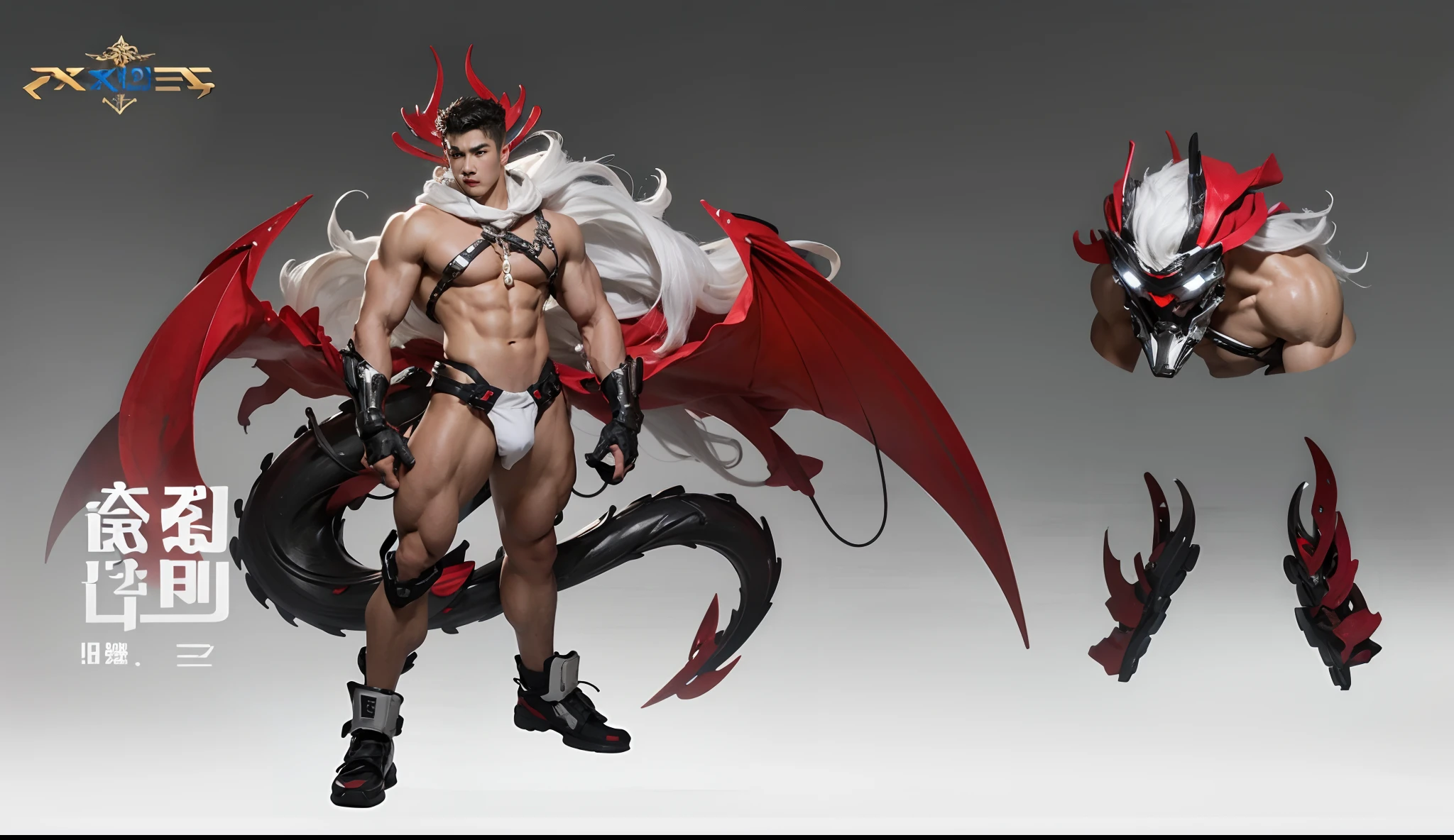 Sculpture design，Figures，GK model，male people，（The whole body of the character），Expose muscles，（sexy for），（Exquisite base），Wu Yifan，The color is bright，Rich in color，Handsome cybernetic boy looking at camera lingerie detailed muscular reality masterpiece，musculous，