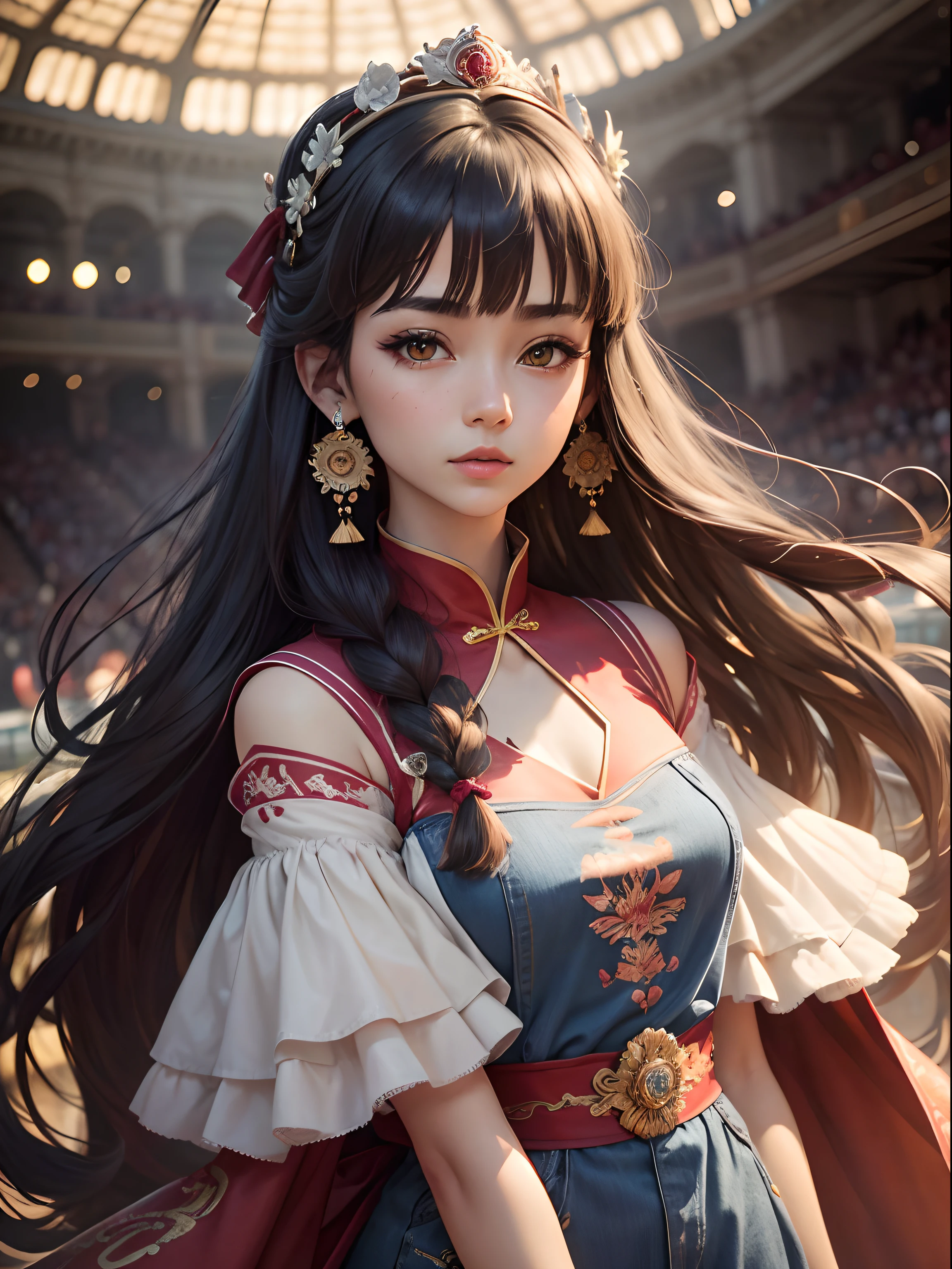 A close up of a woman with long hair wearing a dress - SeaArt AI