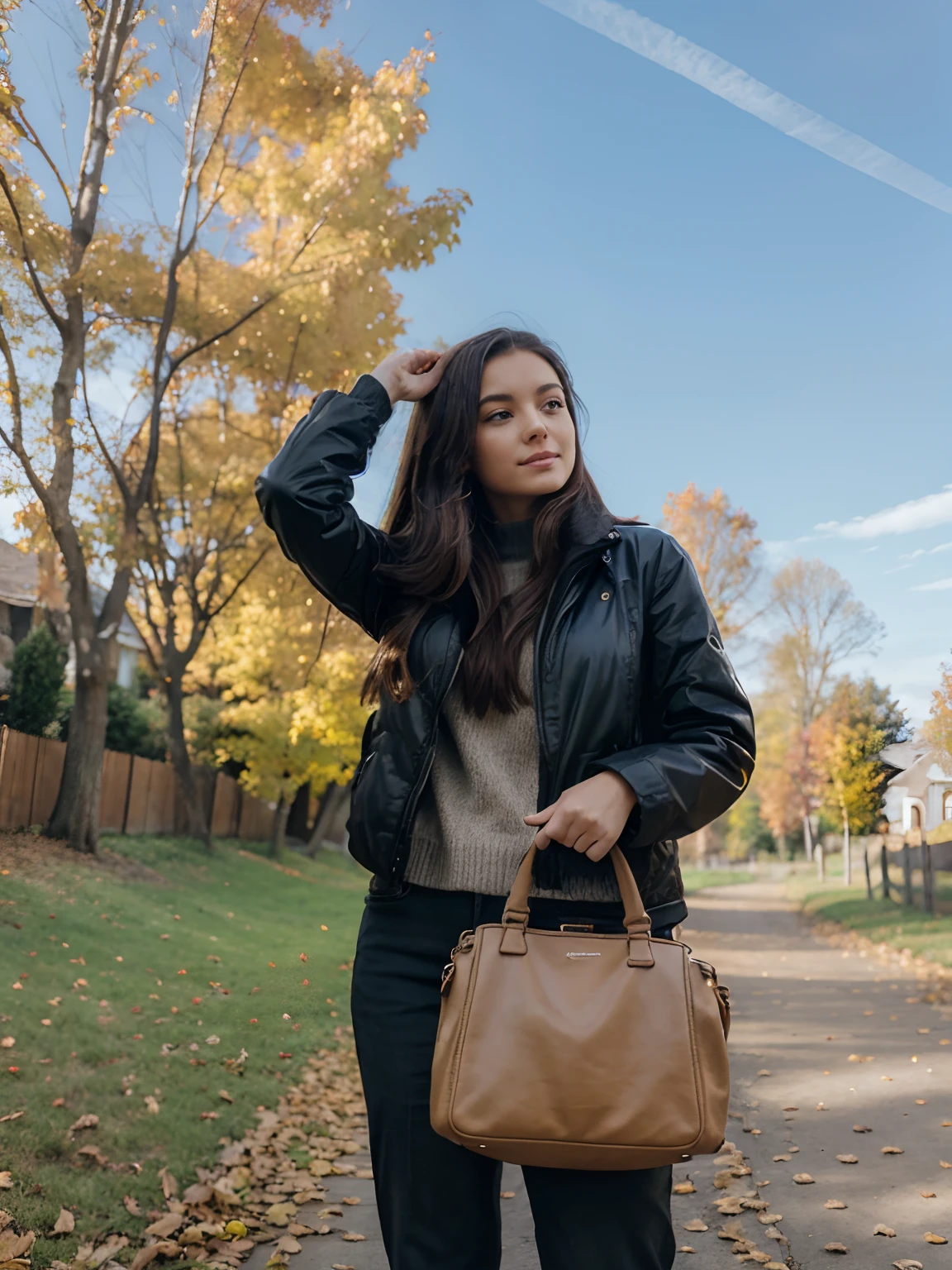 Path near the house, autumn, Nature, Golden Autumn, beautiody , the trees, leaves , A girl , Autumn weather