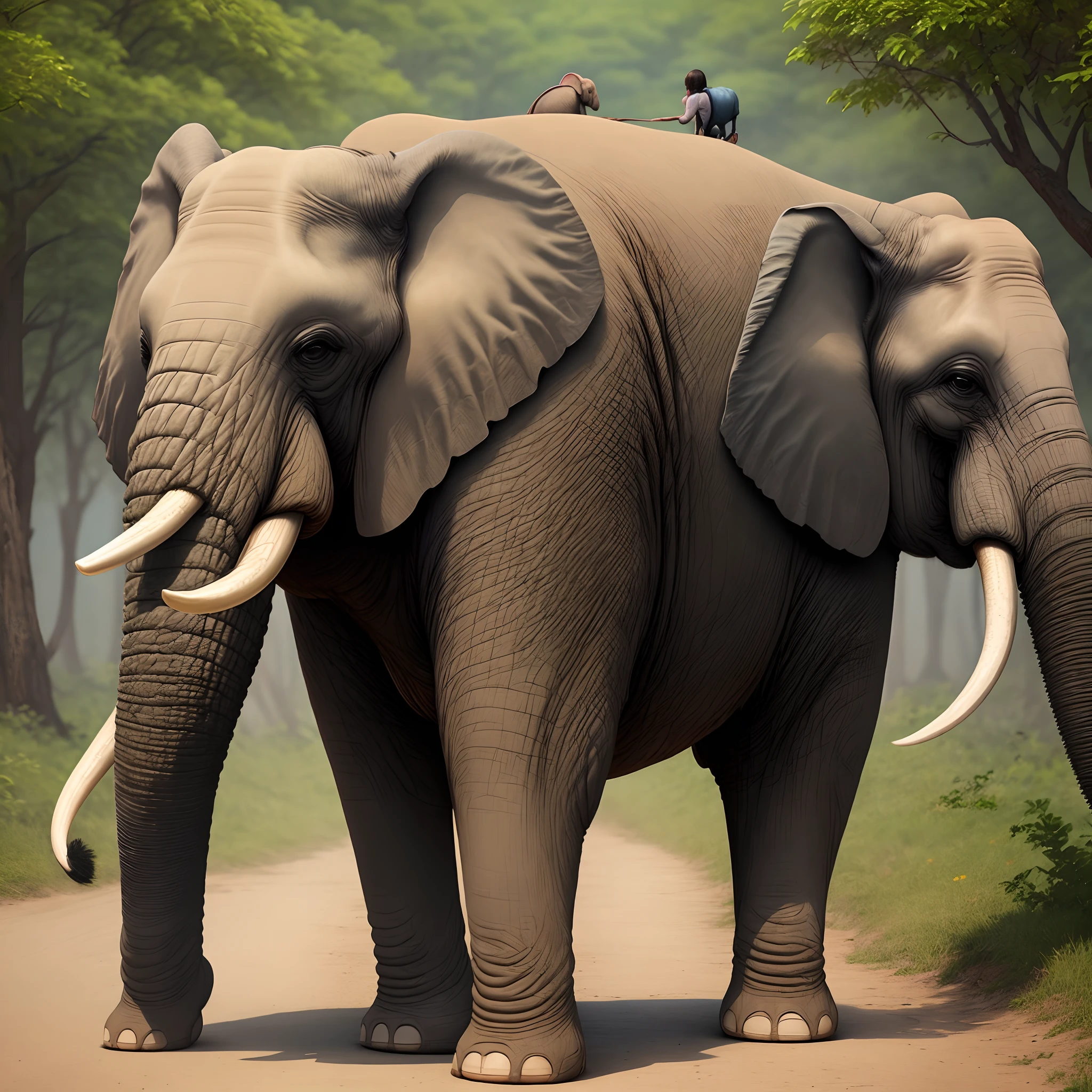 An elephant on a humans hand