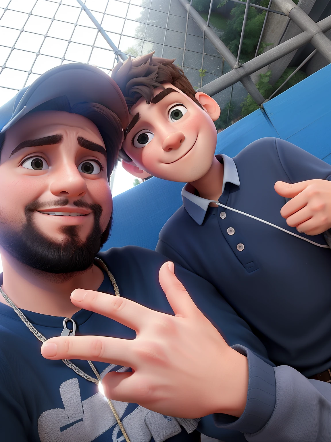 There is a man and a boy who are posing for a photograph, with a kid, imagem de qualidade muito baixa, mateus 9 5, fotografia, ney matogrosso with malice, Directed by: David Ruby, fotografia de baixa qualidade, 4 k post, Postagem 4k, Fotografia selfie 8k, com octanagem, facebook post, fotografia de perfil 1024px