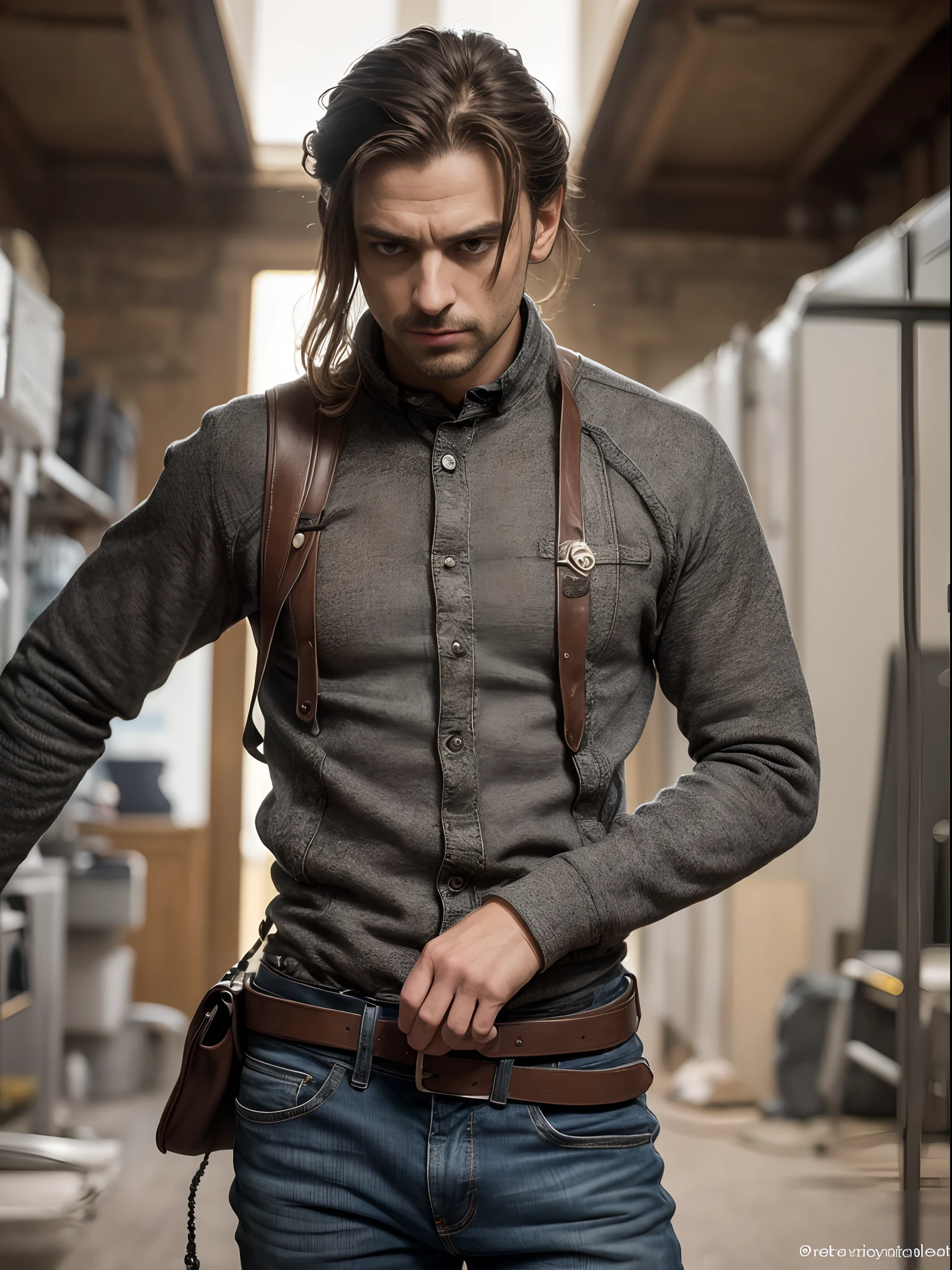 "(meilleur qualité,Haute résolution:1.2),Mature homme déshydraté ((brimades)) ,Rides,Coupe de cheveux Bob,(Jupe jeans:1.05),chemisier en dentelle,(Bas de dentelle avec jarretières), Debout, ( noyade dans un marécage:1.2),Expression du désespoir,Éclairage sombre et morose, Terreur. La pose exprime une sombre extase", À la recherche de la saturation de son fétiche