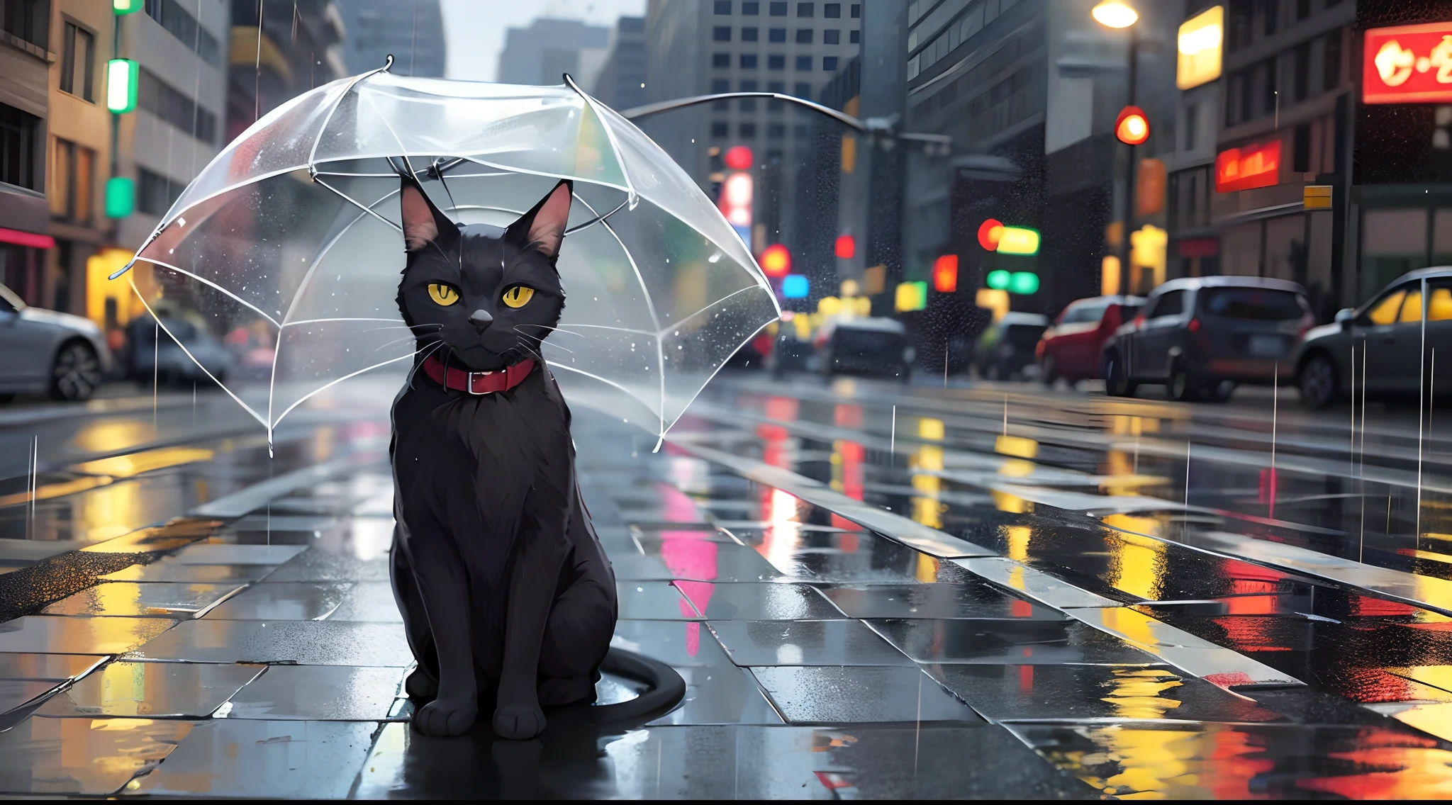 black cat in the rain --auto --s2