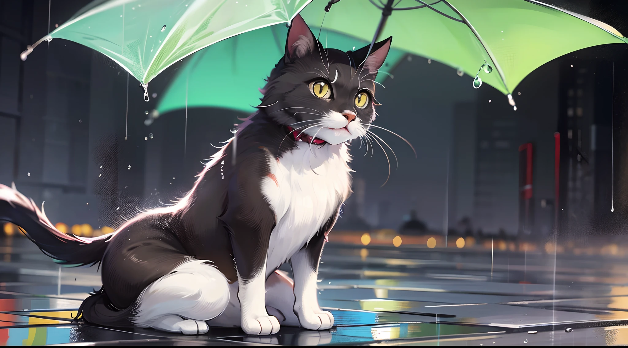 black cat in the rain --auto --s2