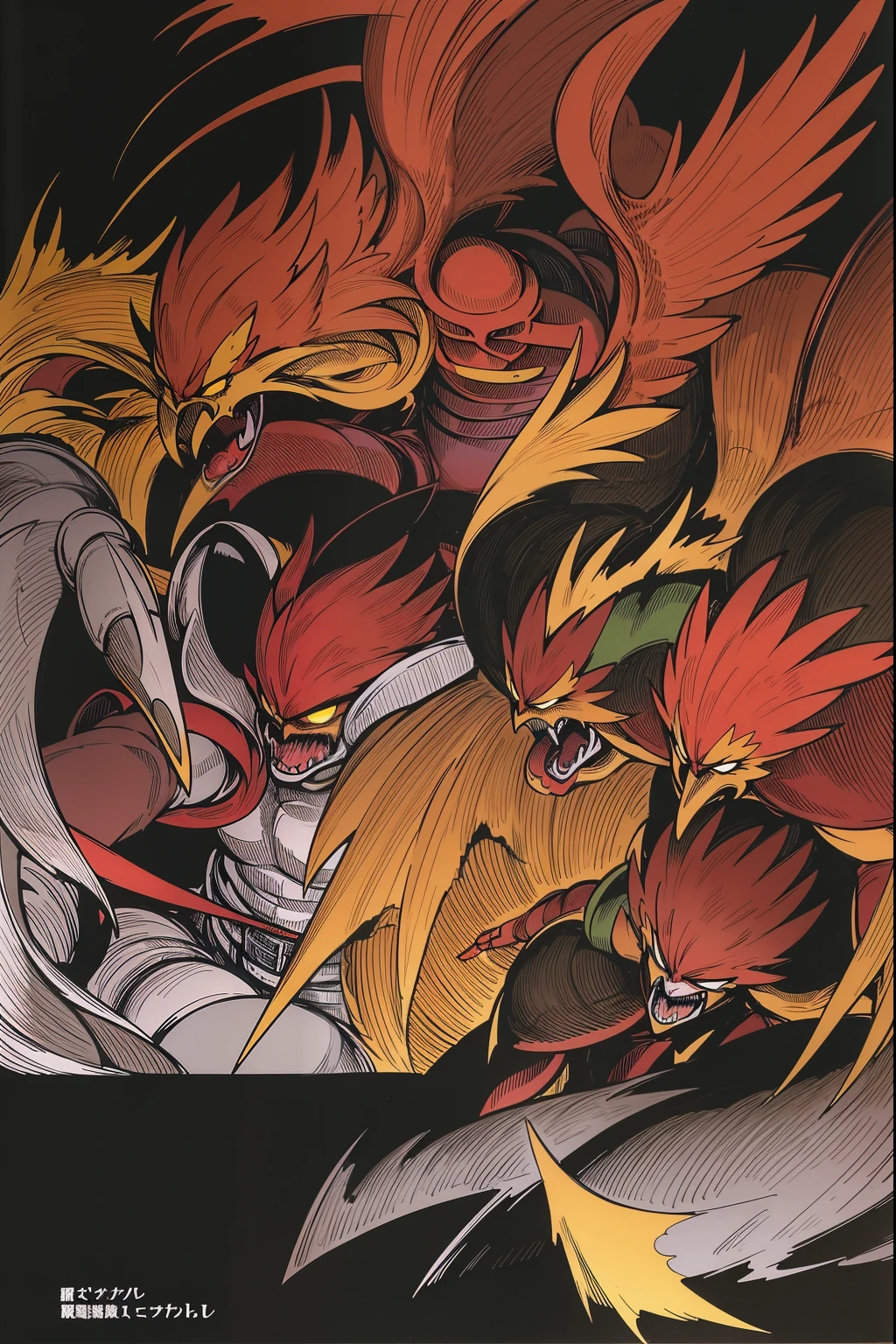 Iggy of Phoenix, 1 persons, Phoenix Knight , Anime Zodiac Knight , Anime Saint Saiya, Fancy image, Phoenix knight walking engulfed in flames, Phoenix bird behind the knight covering with its wings, Perfect Phoenix Armor