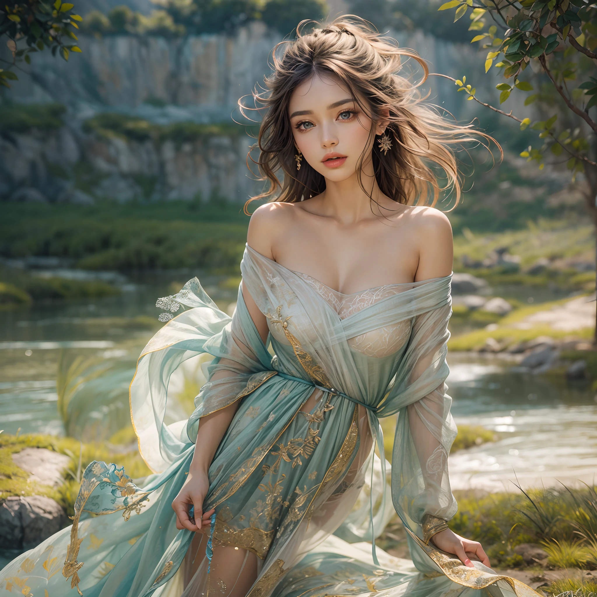 (best quality,ultra-detailed),extremely detailed face,focused expression,fantastic background,dynamic pose,beautiful detailed eyes,beautiful detailed lips,longeyelashes,sharply defined eyebrows, flawless complexion,warm-toned skin,high cheekbones,soft and glossy hair,expressive facial features,vibrant and lively colors,realistic lighting,impressive sense of depth,dramatic shadows and highlights,intricate textures,meticulous attention to detail,professional-level artwork,texture-rich brushwork,highly polished finish,photorealistic rendering,immersive atmosphere,striking composition,captivating storytelling,rich depth of field,crisp and clear details,masterfully executed artwork,lifelike portrayal,spectacular aesthetics,exquisite facial expressions,compelling emotion,vivid and vibrant personality,artistic interpretation,alluring charm,dynamic and energetic pose,realistic body proportions,flawless anatomy,graceful and fluid movements,awe-inspiring backdrop,scenic beauty,nature-inspired elements,harmonious color palette,enchanted setting,eye-catching foreground elements,intriguing visual narrative,impressive artistic flair,connects deeply with the viewer,mesmerizing and captivating masterpiece