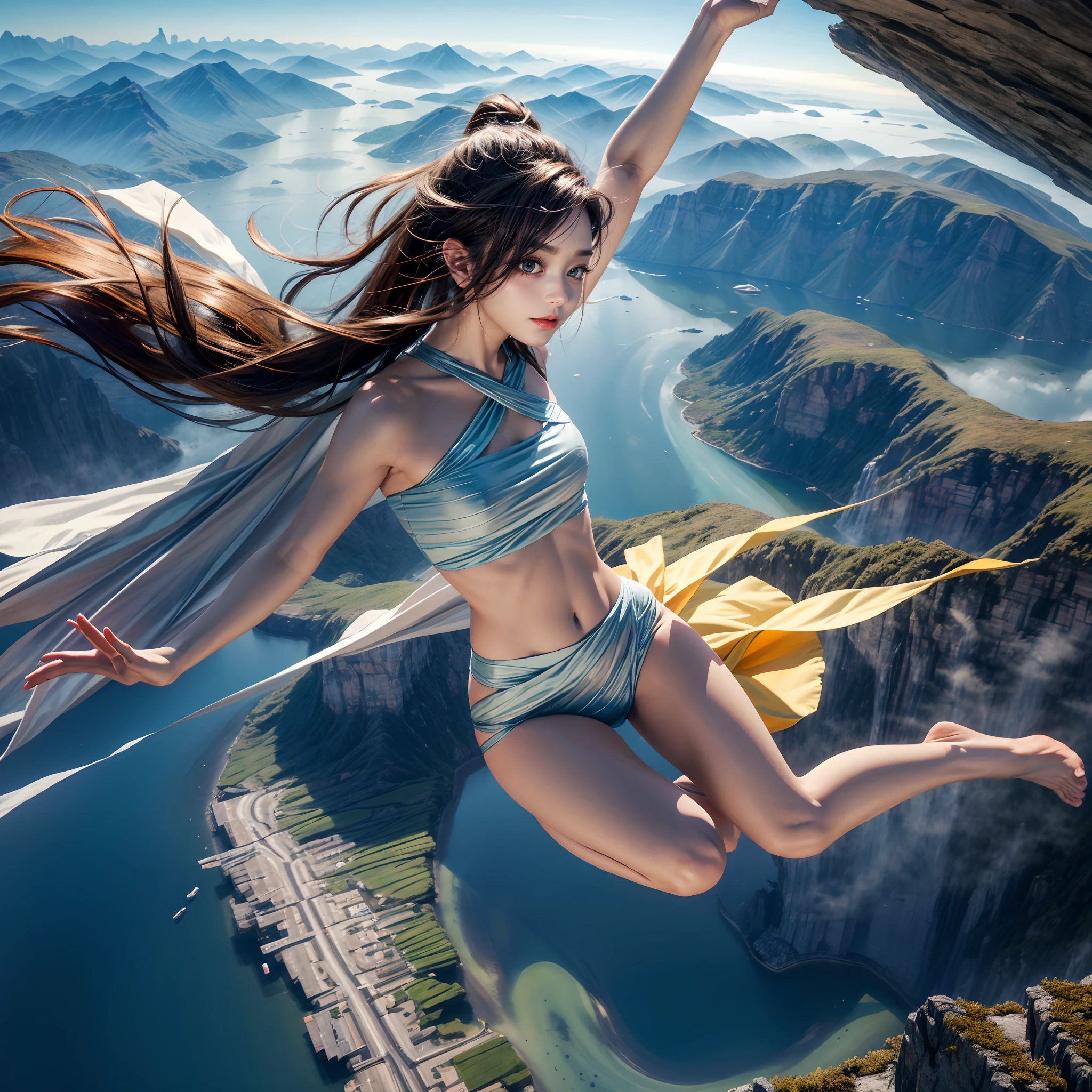 best quality,4k,8k,highres,masterpiece:1.2,HDR,ultra-detailed,realistic,physically-based rendering,studio lighting,vivid colors,aerial acrobatics,athletic,exhilarating motion,precision jumping,extraordinary hang time,sparkling water,twinkling sunlight,floating sensation,dazzling performance,mesmerizing formation,ethereal beauty,magical atmosphere,spectacular view,adventurous spirit,sky-high excitement,unforgettable experience,gravity-defying flips and twists,serene tranquility,limitless horizon,undefinable joy,mind-blowing skill,gravity-bending energy,effortless grace,endless possibilities,dream-like sequence,seamless connection,intense focus,unruly passion,daring leap,perfect synchronization,awe-inspiring feat,colorful costumes,enchanting music,thunderous applause,unbelievable height and distance,magical escape,unpredictable trajectory,heart-pounding excitement,floating in mid-air,limitless freedom,immeasurable talent