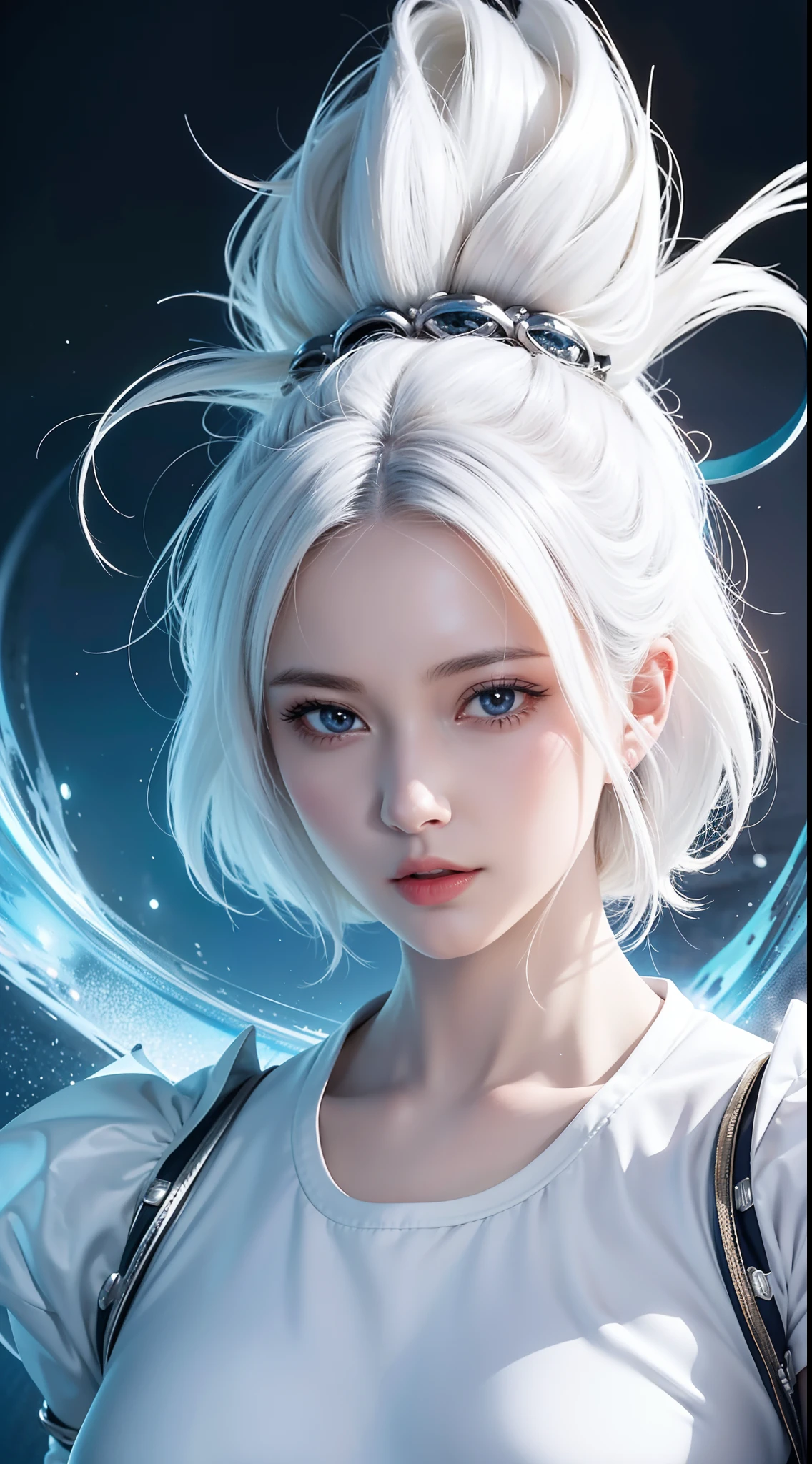 Close-up of a person with white hair and a white outfit, extremely instinctive, Epic anime about the energy man, Anime epic artwork, Dragon Ball concept art, Very detailed portrait of Goku, Super Blue Saiyan, Super Saiyan, 4k manga wallpapers, Detailed digital anime art, Advanced digital anime art, Detailed anime artwork, anime badass 8 k