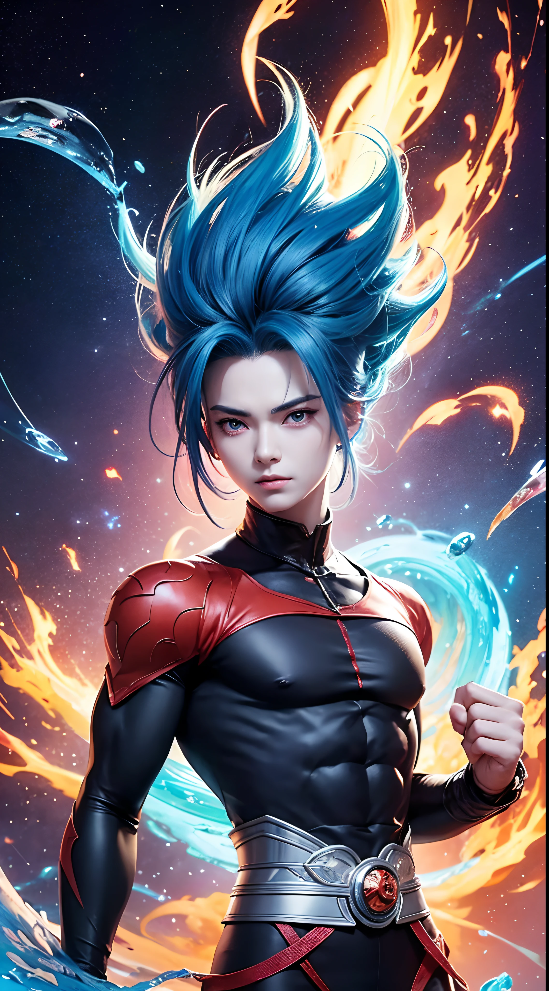 Get ready for a visual feast with Gohan having a handsome face and piercing red eyes, Brilliant blue hair and tattoos, Balanced character portraits and landscapes, and a perfect body. In his transformed state, He radiates extreme instinct and strength, Create an epic anime about this energy man. Fire and lava in stunning anime artwork will leave you in awe. This conceptual art is directly from the Universe, With manga-style 8K wallpapers that will take you to another dimension. Get ready to be amazed by this detailed digital anime artwork, Show the ultimate combination of style and strength.
