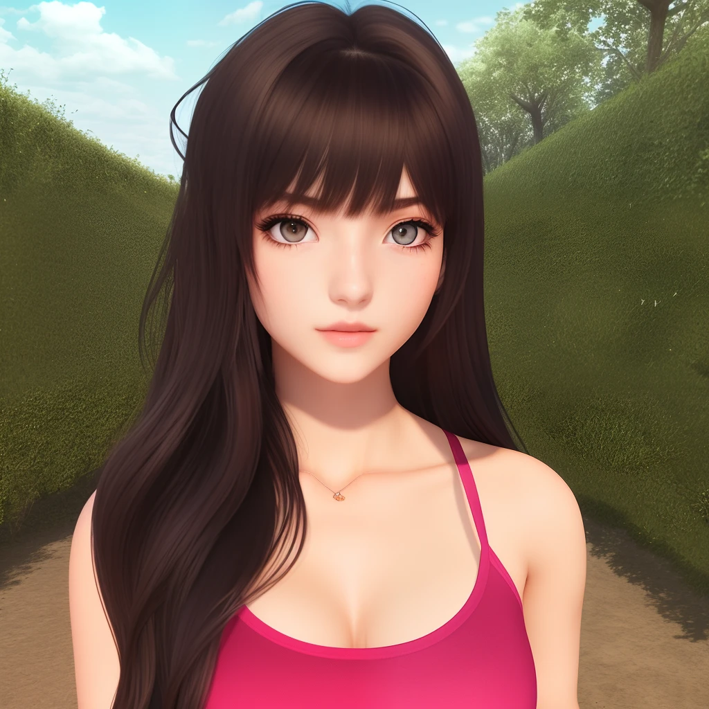 Girl 18 years old , realistic, white skin,brown eyes, 178cm high, 45kg weight
