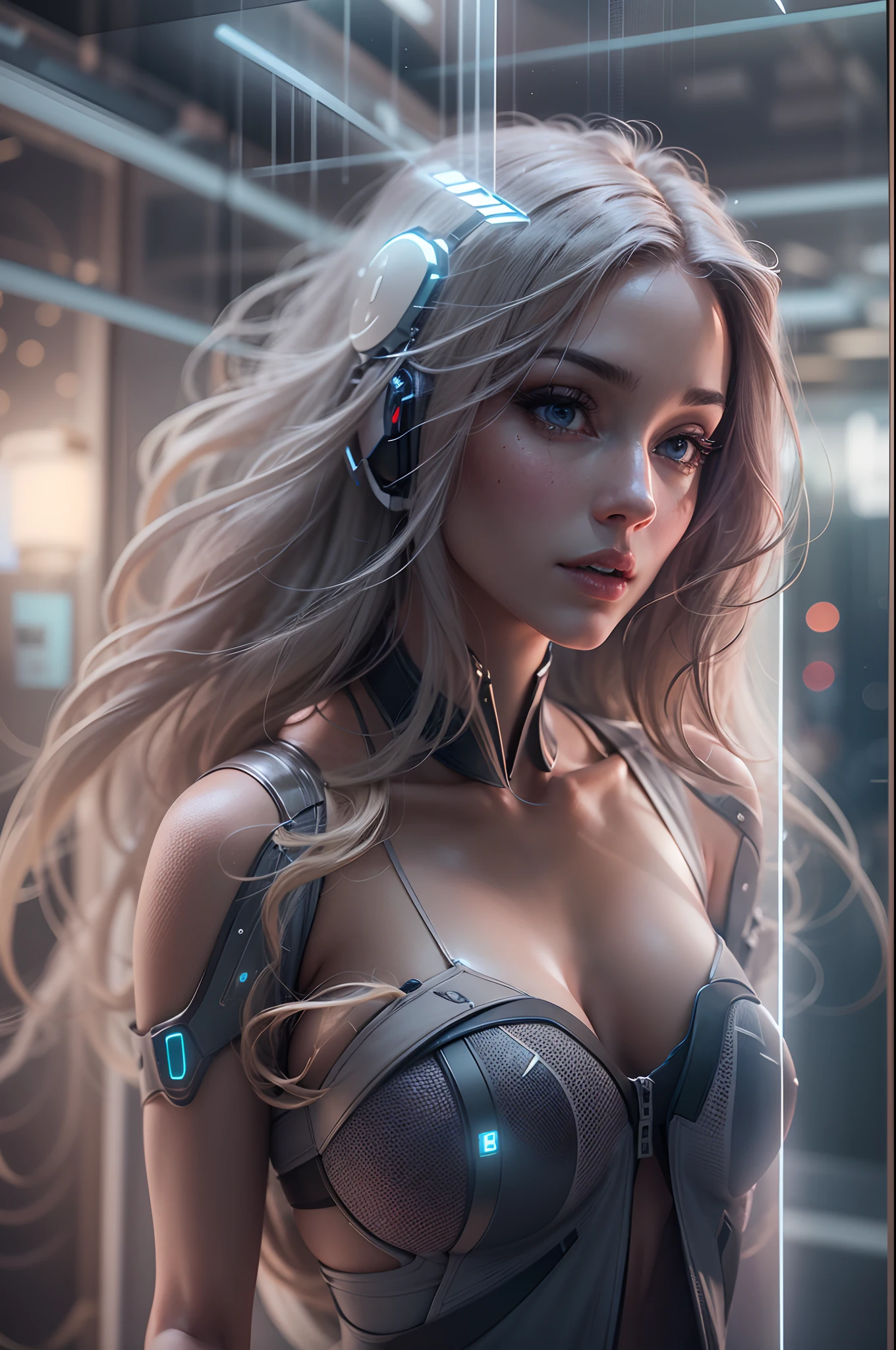 （（Transparent calls）），sense of science and technology，Futuristic，closeup cleavage，extreme hight detail，Real light，super-fine，Hyper-realistic，Ultra photo realsisim，tmasterpiece，8K，on focus，Bokeh，Detailed pubic hair，Hyper-detailing，high qulity，High definition，dynamic viewing angle