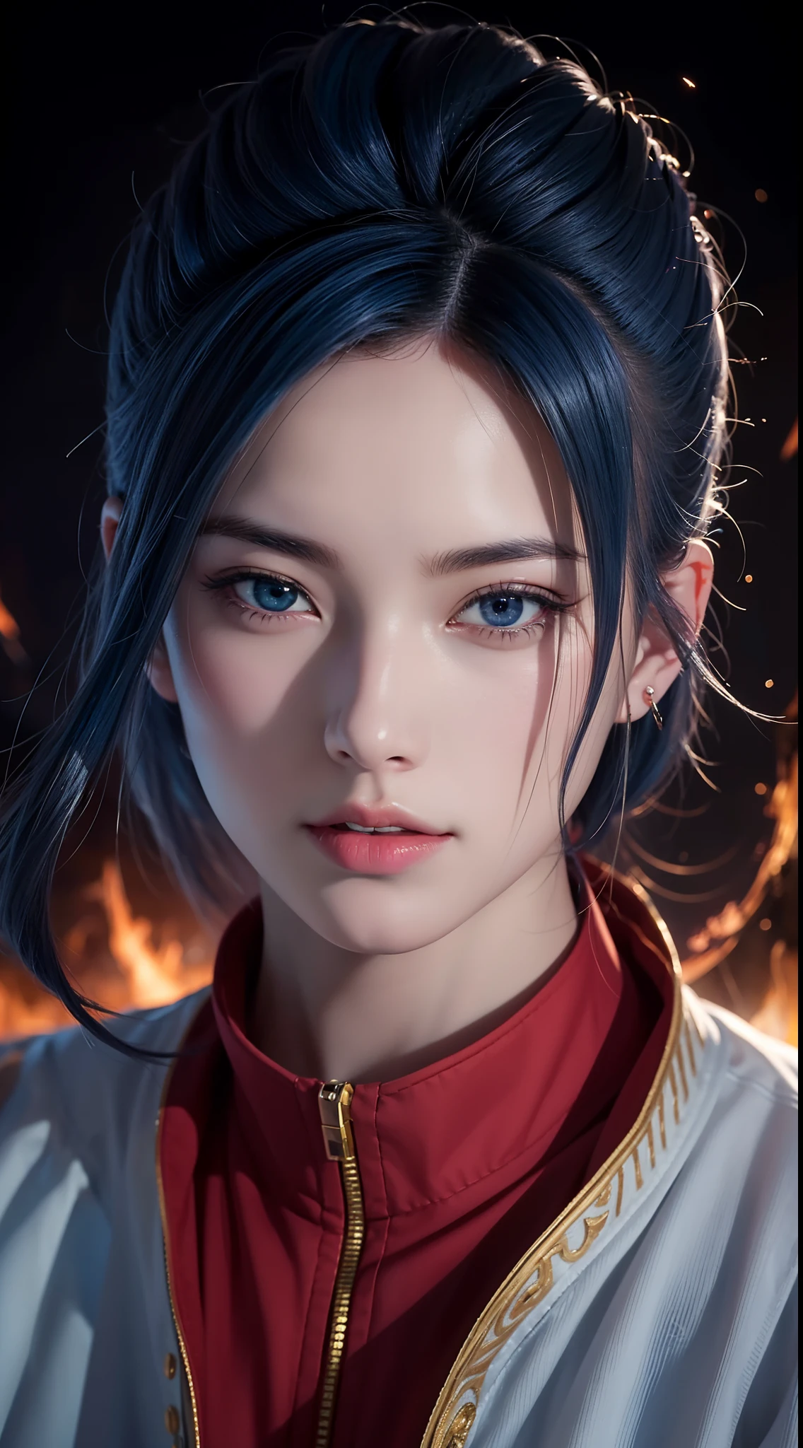 Get ready for a visual feast with Gohan having a handsome face and piercing red eyes, Brilliant blue hair and tattoos, Balanced character portraits and landscapes, and a perfect body. In his transformed state, He radiates extreme instinct and strength, Create an epic anime about this energy man. Fire and lava in stunning anime artwork will leave you in awe. This conceptual art is directly from the Universe, With manga-style 8K wallpapers that will take you to another dimension. Get ready to be amazed by this detailed digital anime artwork, Show the ultimate combination of style and strength.