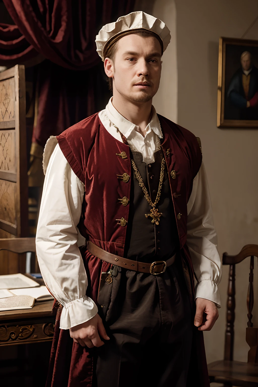 Sixteenth-century man in King Henry VIII style clothes