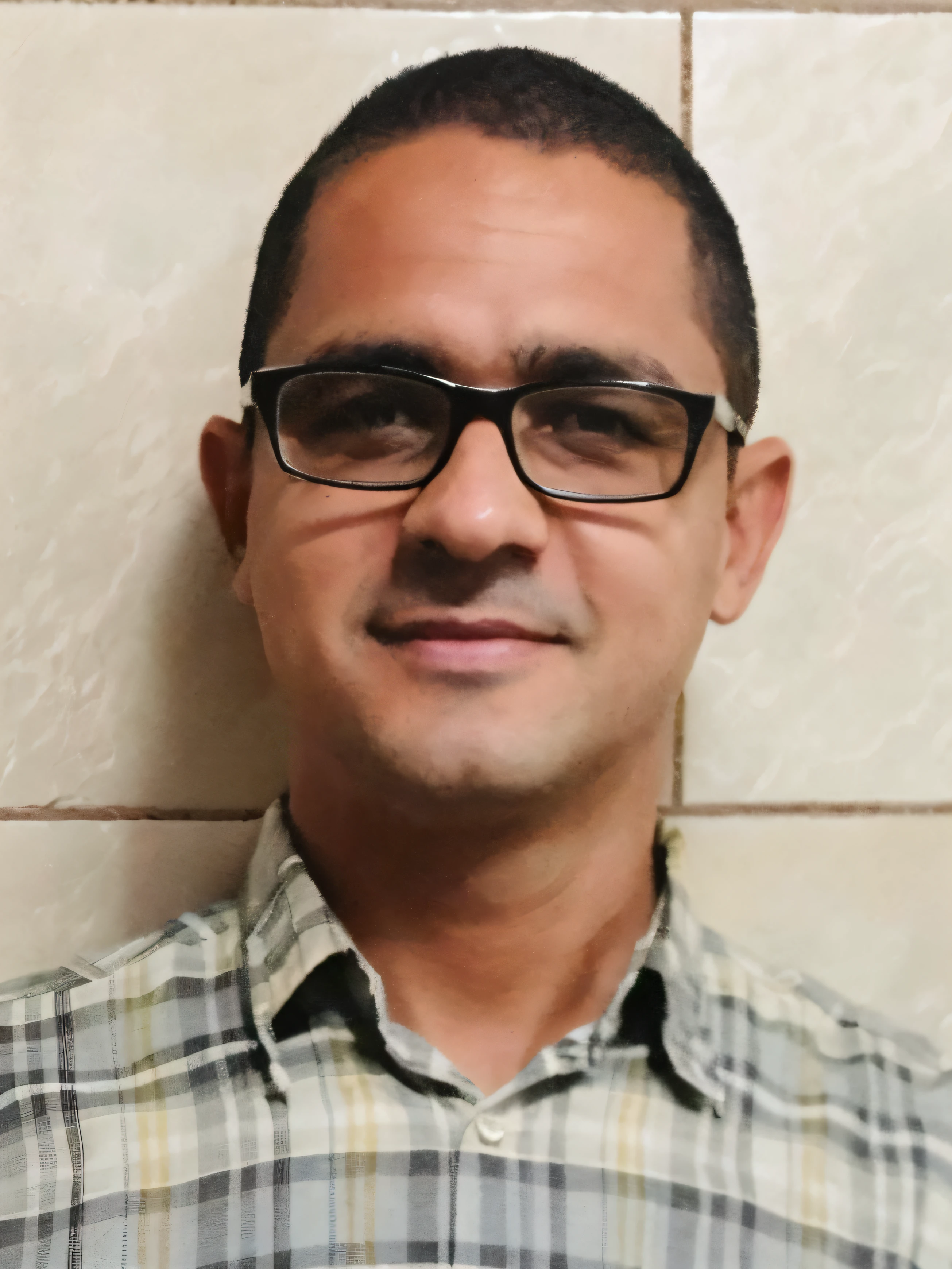 arafed man wearing glasses and a plaid shirt standing in front of a tiled wall, david rios ferreira, icaro carvalho, edu souza, mohamed chahin, andres rios, carmelo blandino, heraldo ortega, by Nándor Katona, salustiano garcia cruz, joseph moncada, caio santos, luiz escanuela
