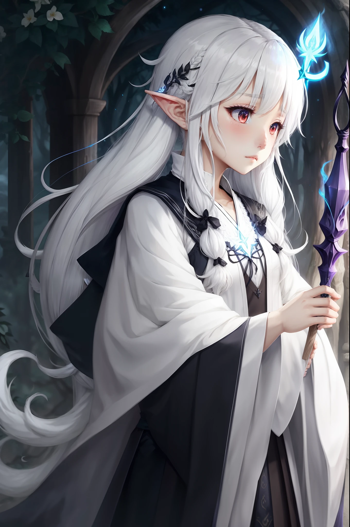 Twin-tailed hair、Funeral Freelen、独奏、girl
Wizard's Wand、White hair、elvish、Majestic、deadpan、