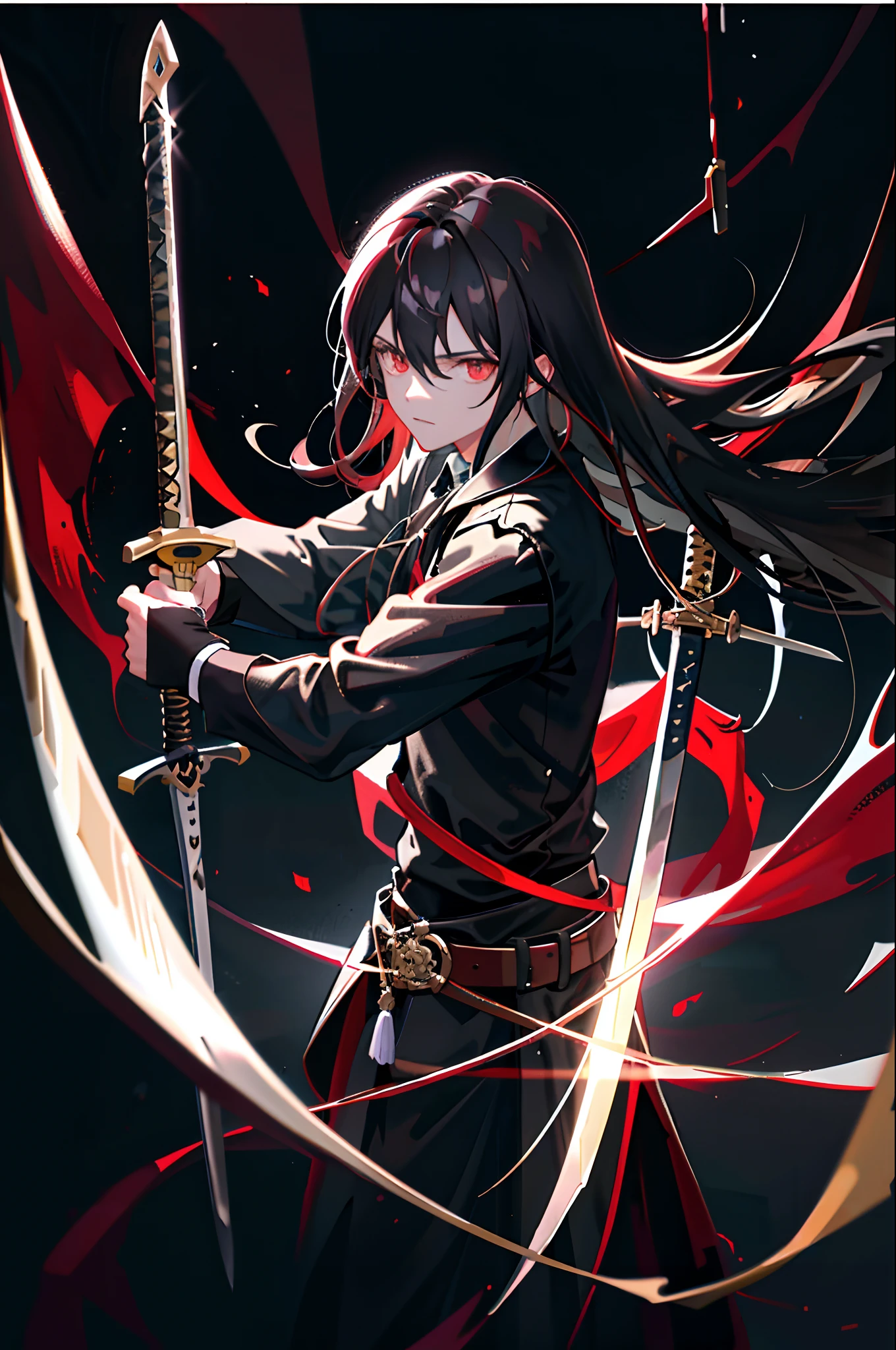 male, Holding a black sickle emblazoned with a symbol of Japan signifying death, Black flames emerge from the decoration., The sickle blade comes out of it.、A black wind blows with the ghost of a skull, Judy male with perfect face and scythe is wearing the appropriate outfit of scythe steel, The male's hair is black, The male is the incarnation of the Grim Reaper., (The background of the CG 8k module is very detailed) (Highest quality), (Best illustrations), (Best shade), Very detailed t--v6