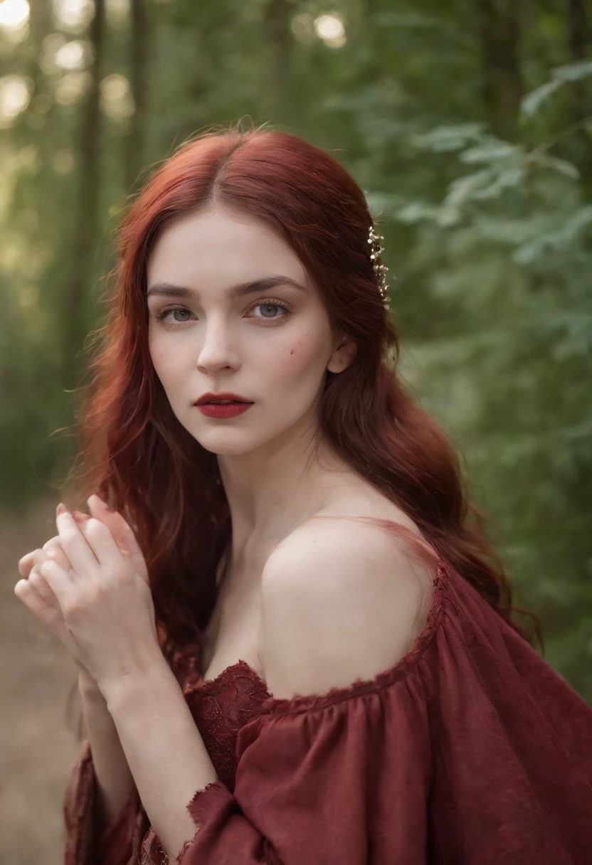 (((A deep reddish wound runs through his left cheek))) teint clair, woman about 19 years old, cheveux blancs naturels, Yeux verts distinctifs, Wearing kohl, mince et gracieux, beau, Candlelight in a medieval setting, Mise au point ultra nette, Realistic shooting, Sexy Medieval Women's Clothing, Tetradic colors (cicatrice:1.4)