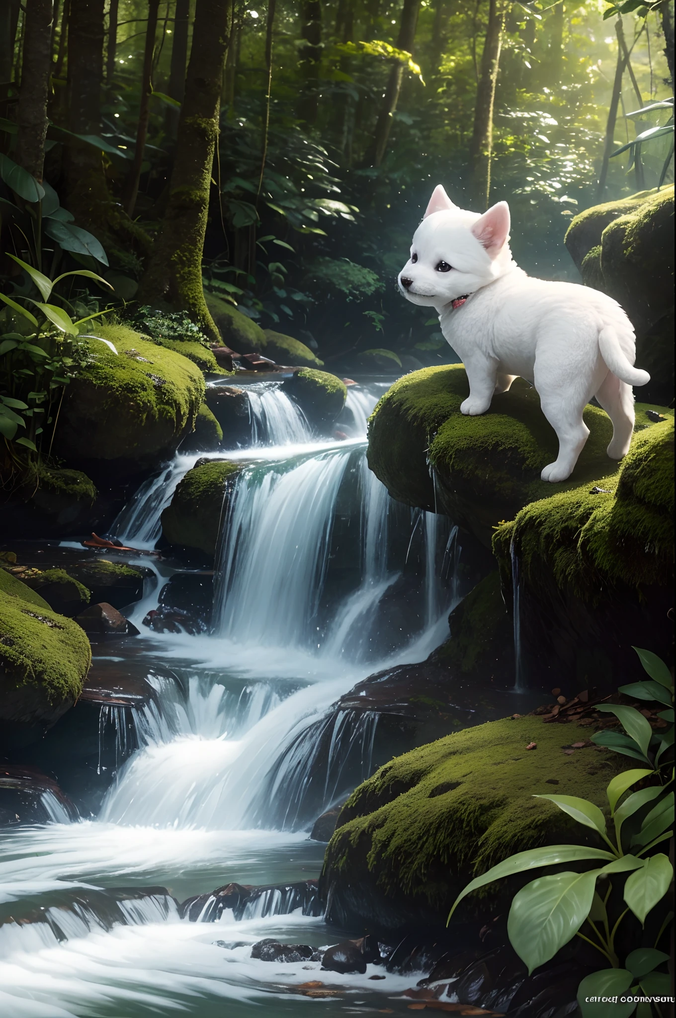 Pure White、(HD Fine:1.2)、(Top image quality:1.2)、8K、foco nítido、(sub-surface Scattering:1.1)、(Award-winning wildlife photography:1.1)(Cute adorable puppy:1.2)、Play with the lush forest foliage(highly detailed back ground:1.3)、(tchibi:1.2)、(Hyper-Realistic:1.2)、lighting like a movie、ighly detailed、smooth sharp focus、Art Germlop by Greg Rutkowski、[(EMB-RRF2:1.0):4]