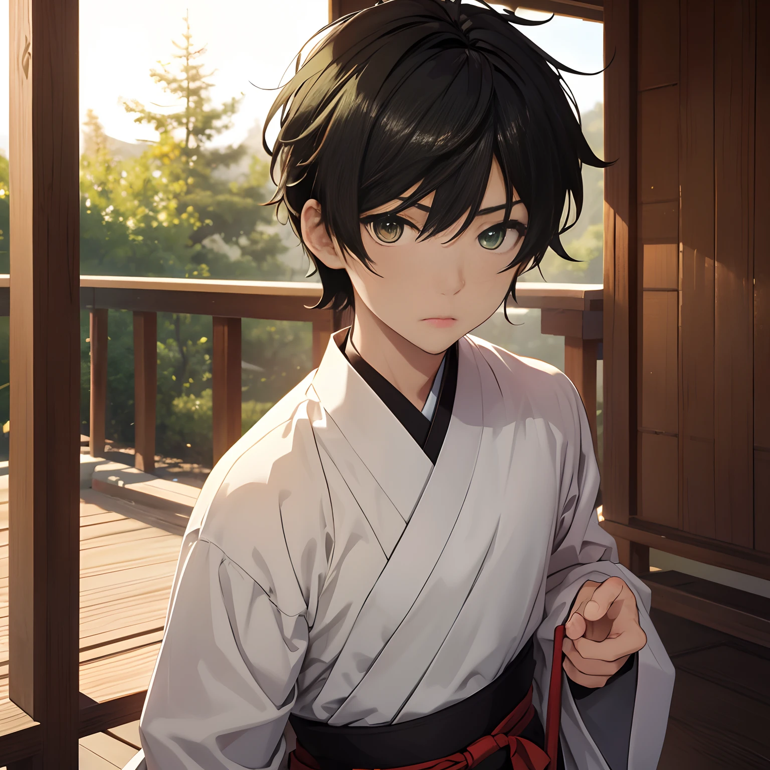 Shinto, 16 year boy , handsome , green eyes , black hair