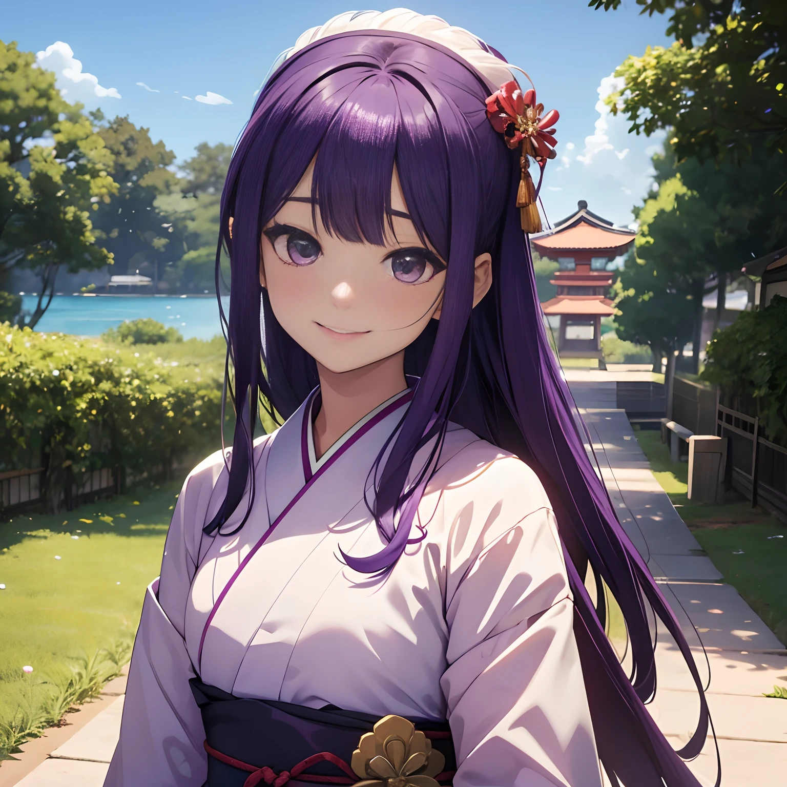 Sumire looking towards Shinto and smilling at him generously