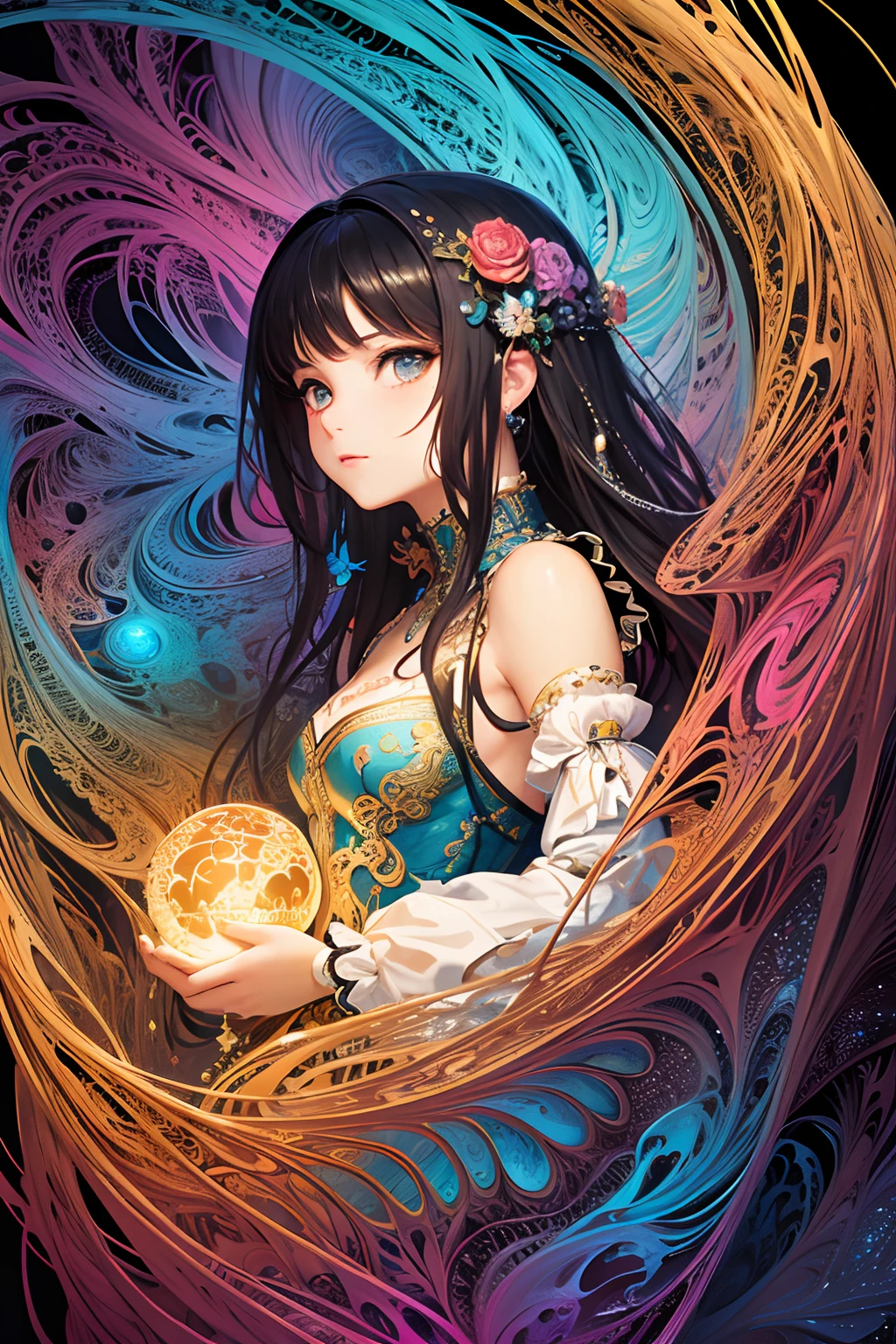 (masterpiece, top quality, best quality, official art, beautiful and aesthetic:1.2), (1girl), extreme detailed,(fractal art:1.3),colorful,highest detailed