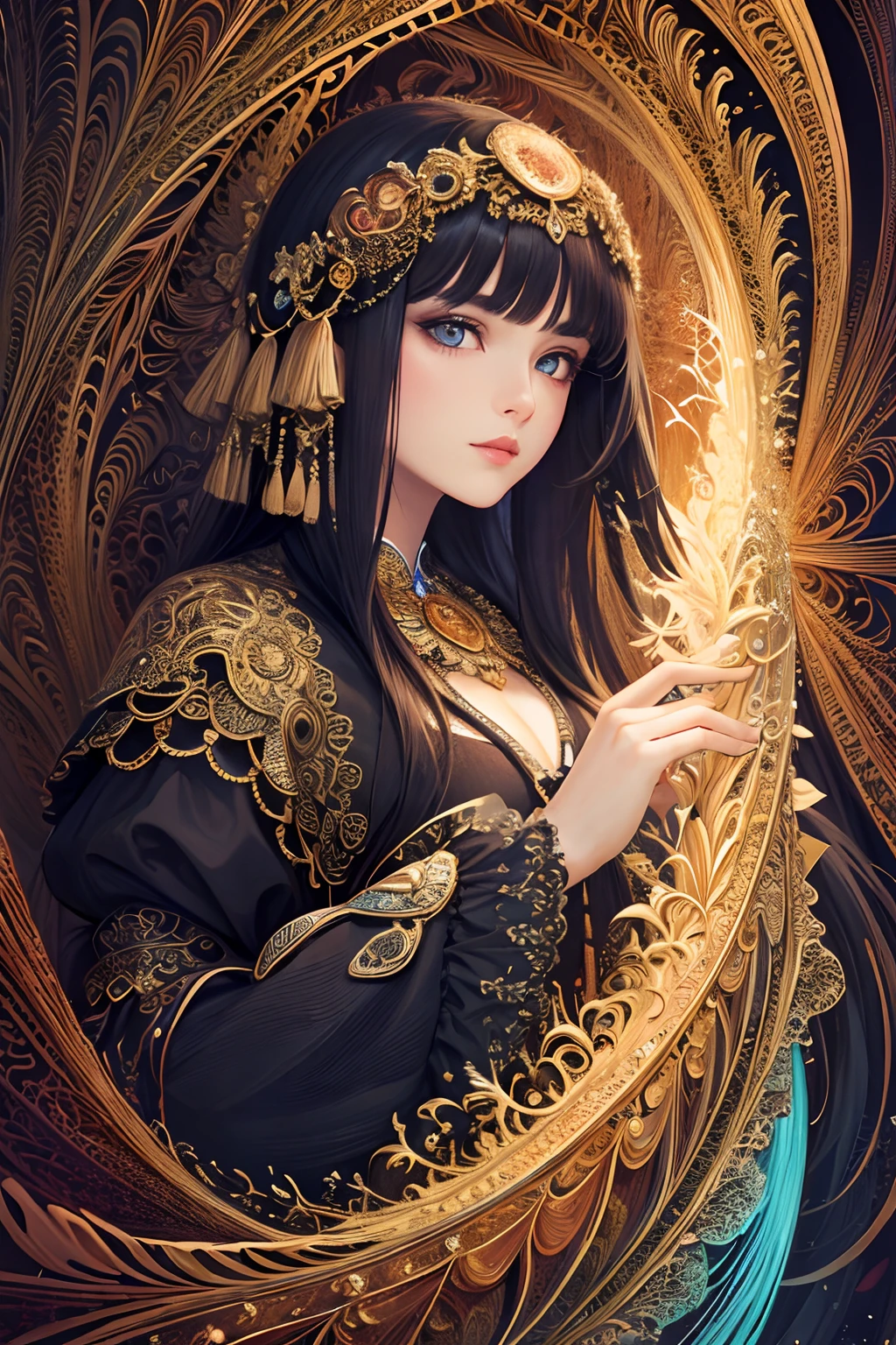 (masterpiece, top quality, best quality, official art, beautiful and aesthetic:1.2), (1girl), extreme detailed,(fractal art:1.3),colorful,highest detailed