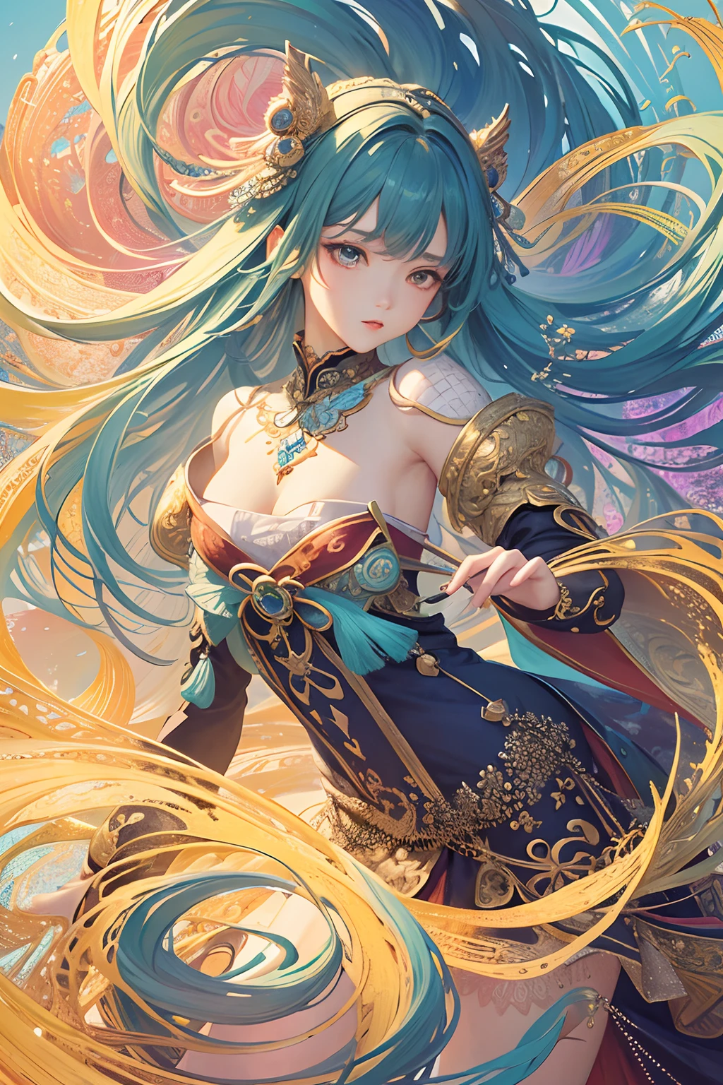 (​masterpiece、top-quality、top-quality、Official art、Beautifully Aesthetic:1.2)、(1girl in)、ighly detailed、(Fractal Art:1.3)、colourfull、highestdetailed、dynamic compositions、Poses in motion