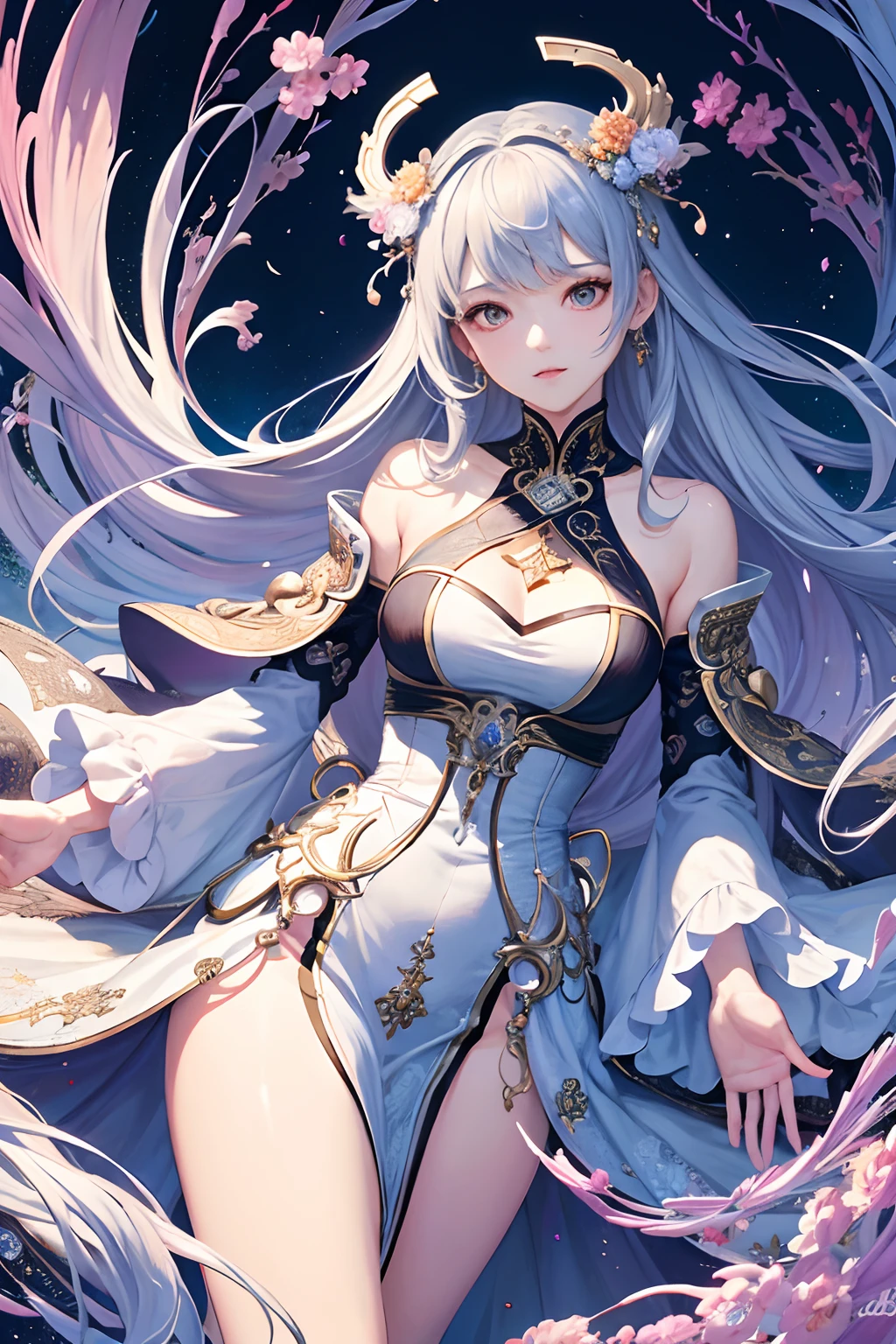 (masterpiece、top-quality、top-quality、Official art、Beautifully Aesthetic:1.2)、(1girl in)、ighly detailed、(Fractal Art:1.3)、colourfull、highestdetailed、dynamic compositions、Poses in motion