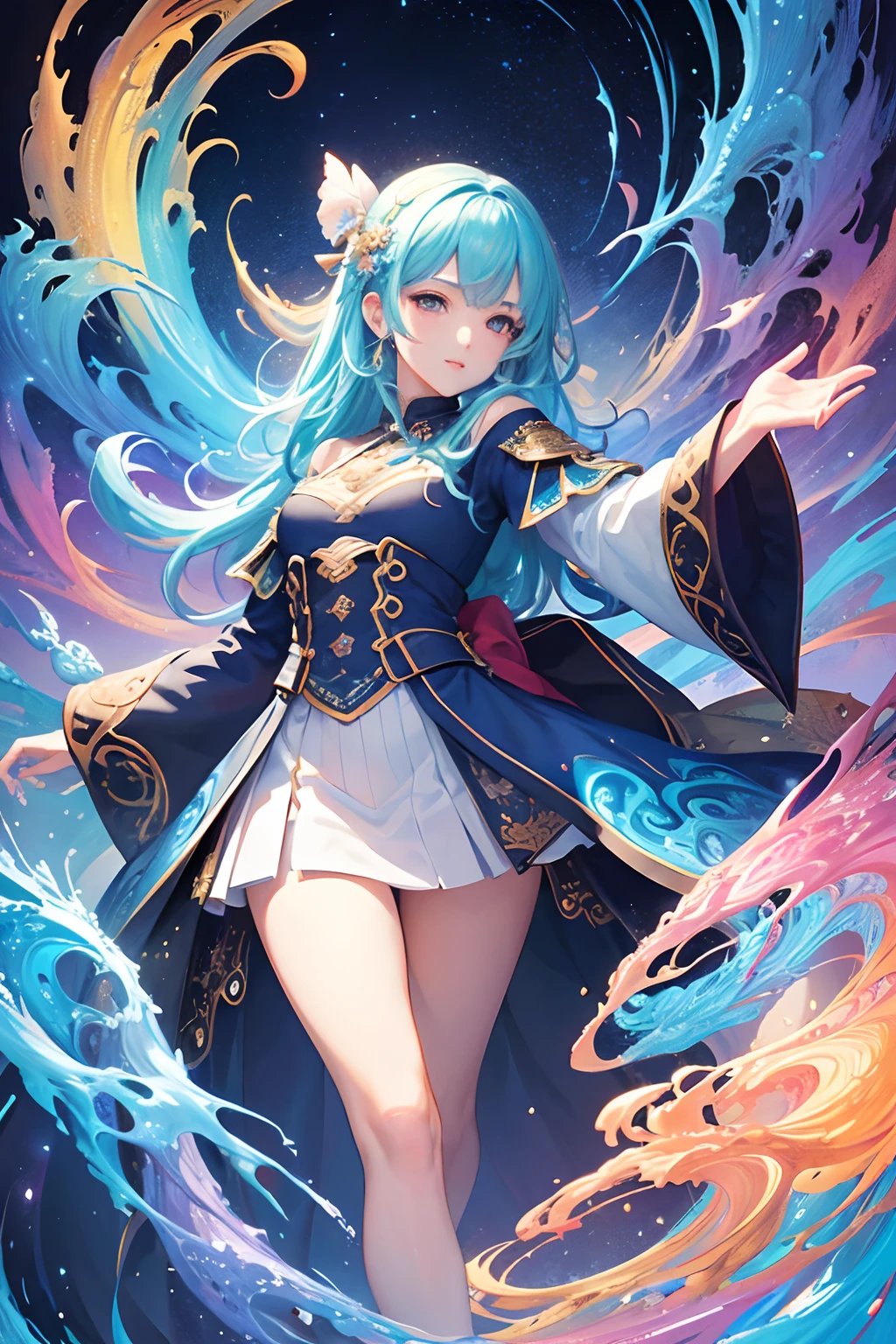 (masterpiece、top-quality、top-quality、Official art、Beautifully Aesthetic:1.2)、(1girl in)、ighly detailed、(Fractal Art:1.3)、colourfull、highestdetailed、dynamic compositions、Poses in motion