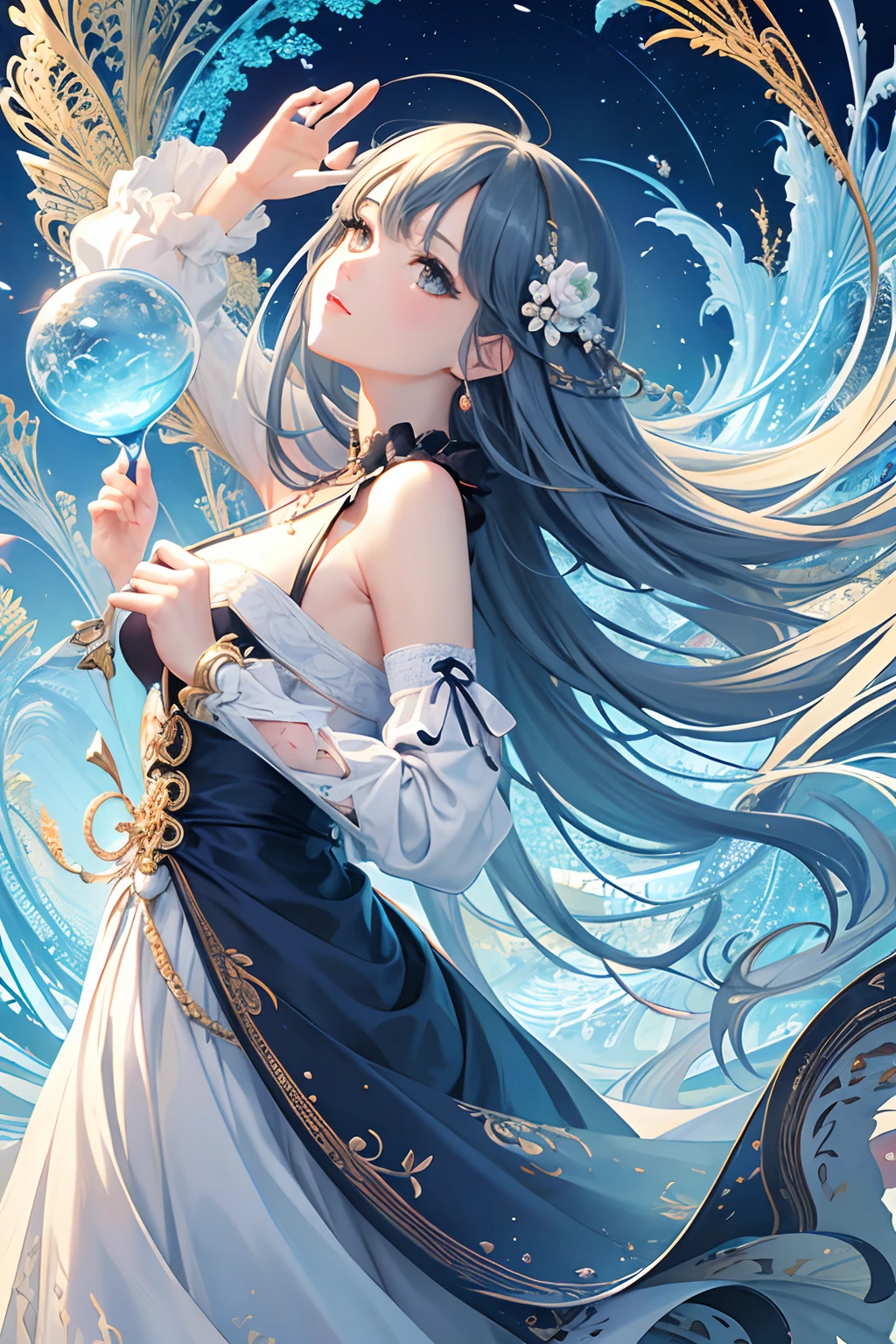 (masterpiece、top-quality、top-quality、Official art、Beautifully Aesthetic:1.2)、(1girl in)、ighly detailed、(Fractal Art:1.3)、colourfull、highestdetailed、dynamic compositions、Poses in motion