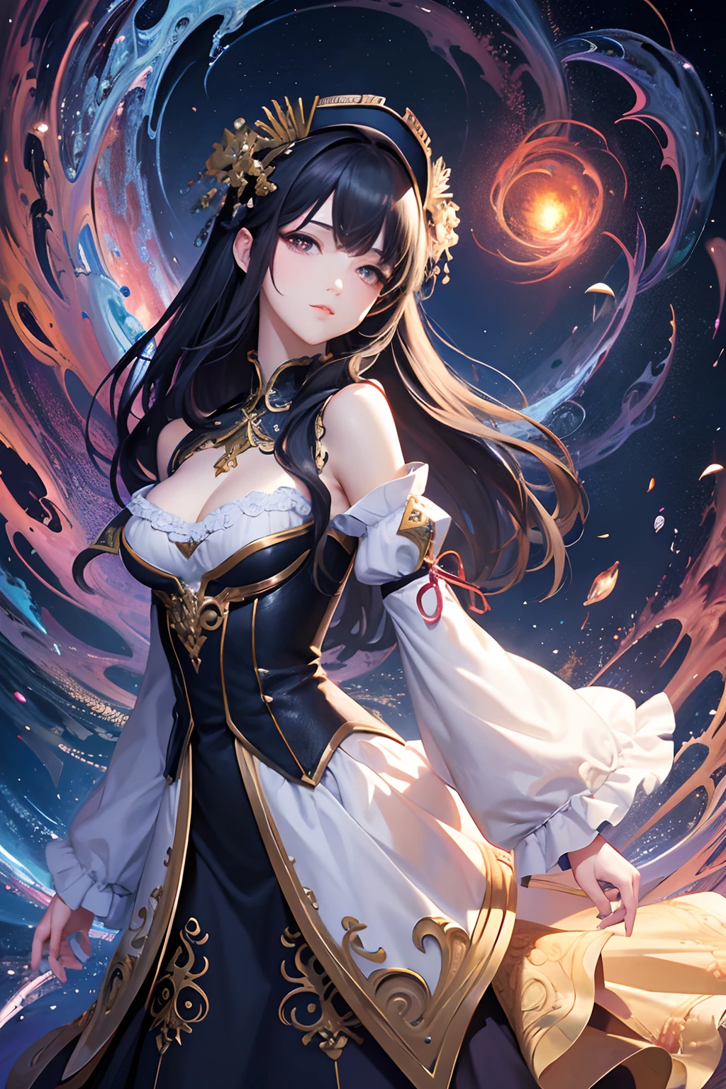 (masterpiece、top-quality、top-quality、Official art、Beautifully Aesthetic:1.2)、(1girl in)、ighly detailed、(Fractal Art:1.3)、colourfull、highestdetailed、dynamic compositions、Poses in motion