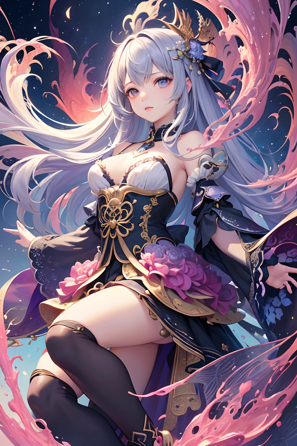 (masterpiece、top-quality、top-quality、Official art、Beautifully Aesthetic:1.2)、(1girl in)、ighly detailed、(Fractal Art:1.3)、colourfull、highestdetailed、dynamic compositions、Poses in motion