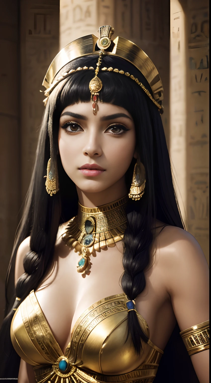 ((melhor qualidade, 8k, masutepiece)), RAWphoto, Photorealistic portrait of Cleopatra, sallon々Egyptian costume, cinemactic, Detalhes, visualmente deslumbrante, natural appearance、obra prima, qualidade superior, alta qualidade, alta resolução