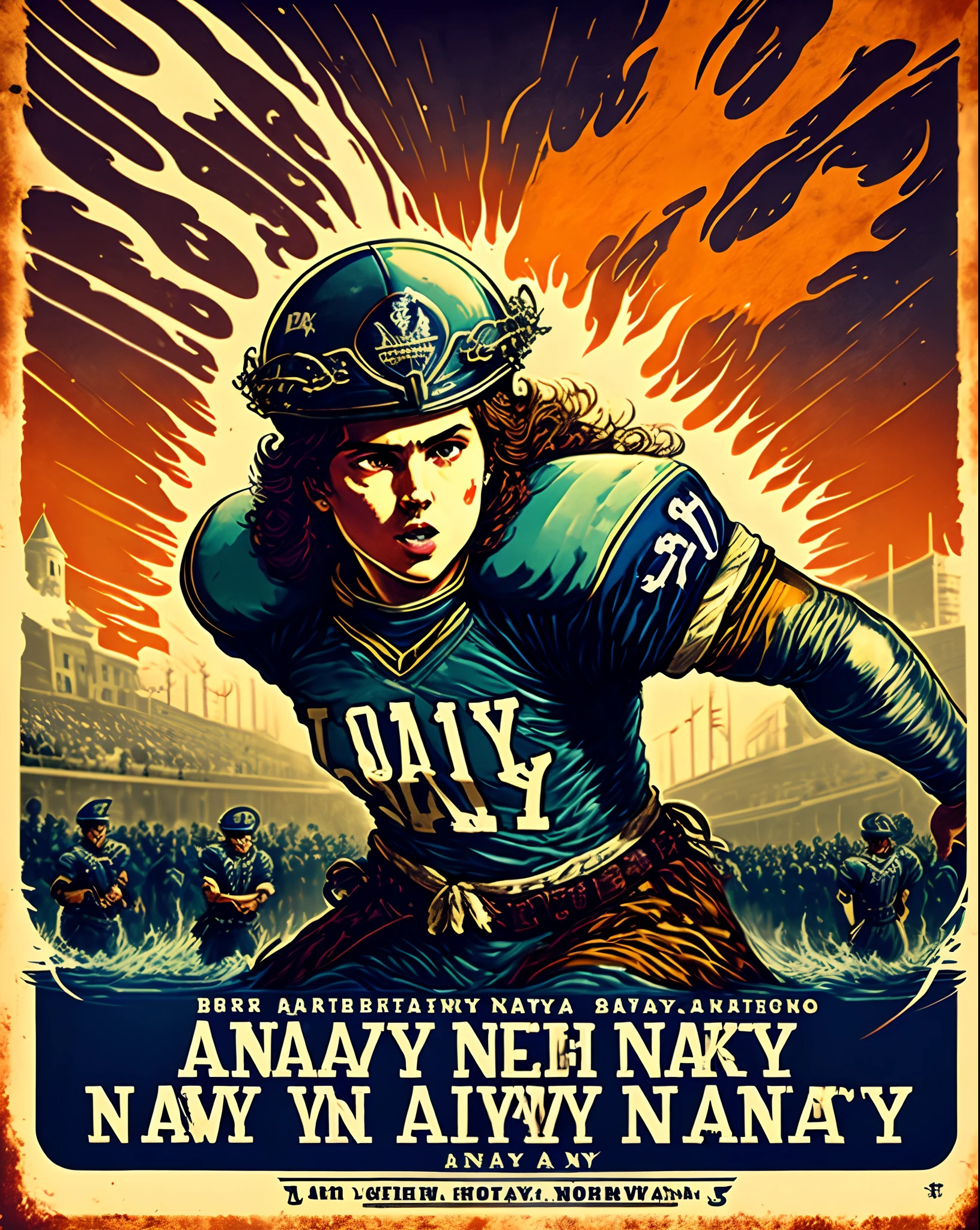 "Army vs. Navy" football poster in Boston featuring Boston tea party