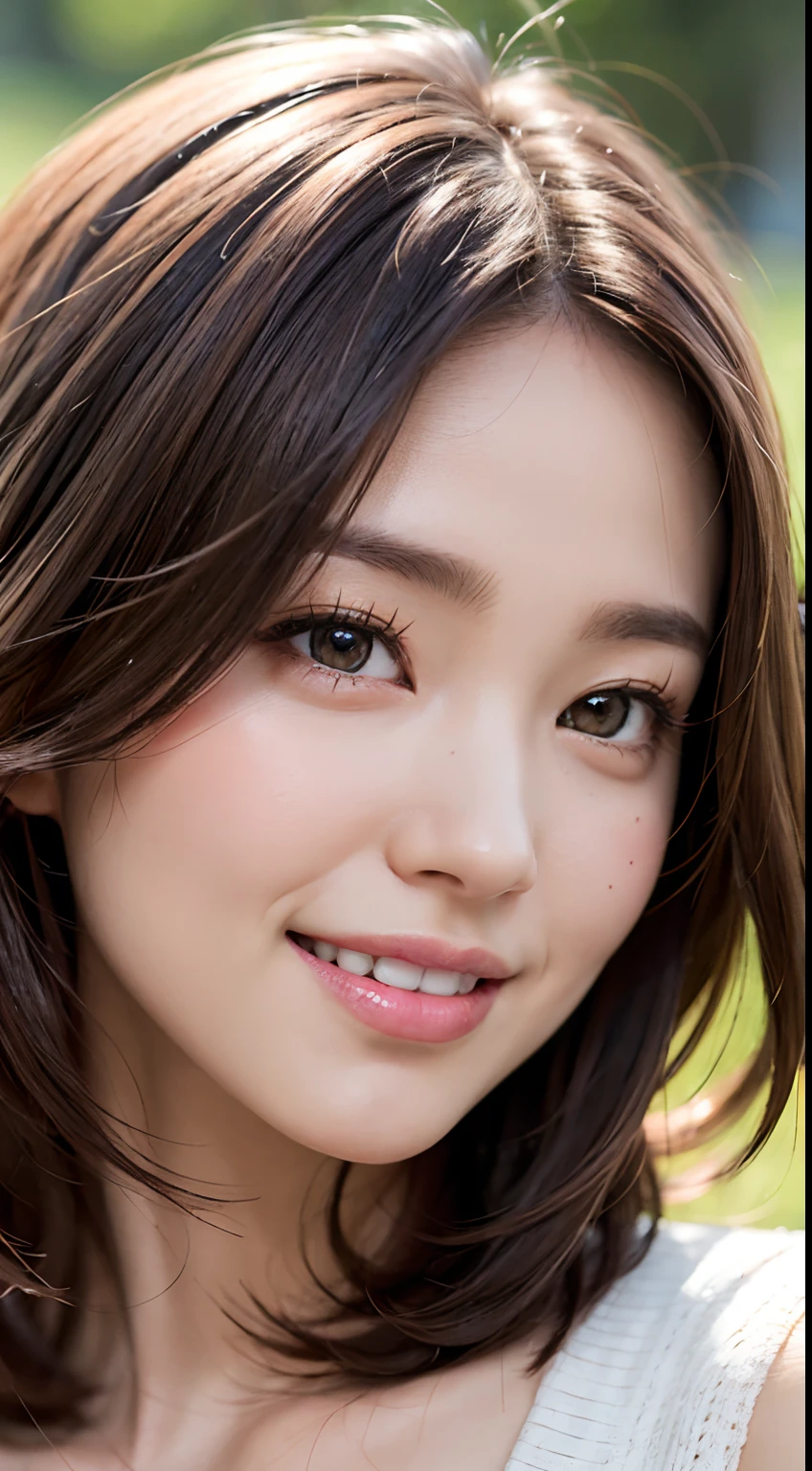 slim figure,Beautiful girl college student on campus,Master masterpiece,Light makeup,Pink lips,Brown hair,Wide Hair Band,Messy princess short hair,Hall Background,Chic,Elegance。Ultra-fine details,Master works,True texture,cinematic lighting realism,Perfect job,8K,nffsw,Delicate facial features,Knitted sweaters,Bright Big Eyes,Tight mouth smile,close up of face,Look into the distance,((Close-up of facial features)),(Close-up of facial features),(((Face Close-up)))