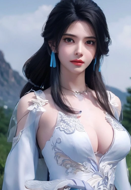 ((Best Quality, 8k, Masterpiece: 1.3)), Focus: 1.2, Perfect Body Beauty: 1.4, Buttocks: 1.2, ((Layered Haircut)), (Wet Clothes: 1.1), (Rain, Street:1.3), (Breasts: 1.2), (Hanfu: 1.2), Bare Shoulders, Bare Legs, Highly Detailed Face and Skin Texture, Fine Eyes, Double Eyelids, Whitened Skin, Long Hair, (Shut Up: 1.5), (Bokeh Background: 1.5), Big Breasts