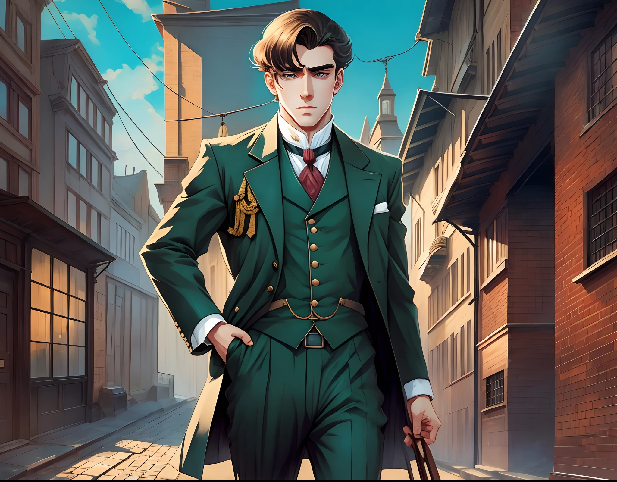 british 1900's man, anime style --auto --s2