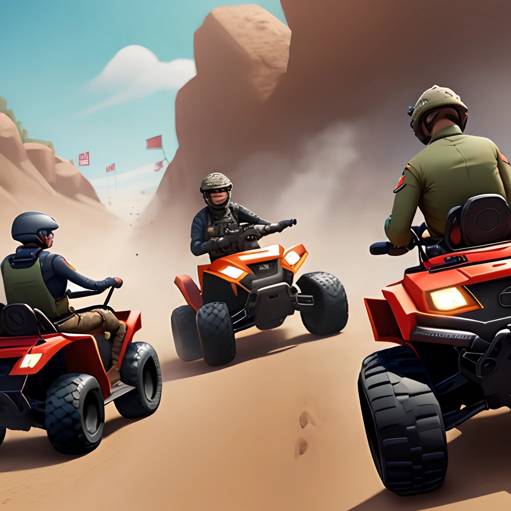 George Washington and US soldiers driving quad crashers from Fortnite
