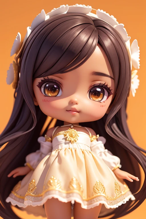 chibi 1 african children dark brown skin:5, sorriso bonito, sentado ((corpo inteiro))) "various emotions" sombras realistas, olhos brilhantes, pele detalhada, olhos castanhos esverdeados ligeiramente brilhantes, Pose para foto, longos cabelos negros encaracolados, flores no cabelo, estilo rapunzel, Very detailed, Rosto 8k altamente detalhado, Formato de rosto perfeito, perfect full lips, nariz perfeito, olhos bonitos e corretos, Observador, vestido de noiva: 3.45, Flores de cabelo, master part , best quality, only one, jeans, soio, Advanced Chibi