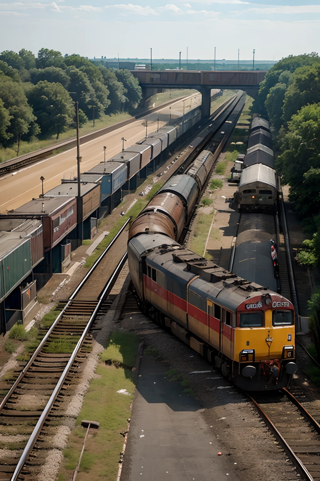 Railways, Lots of trains with freight cars and tank cars