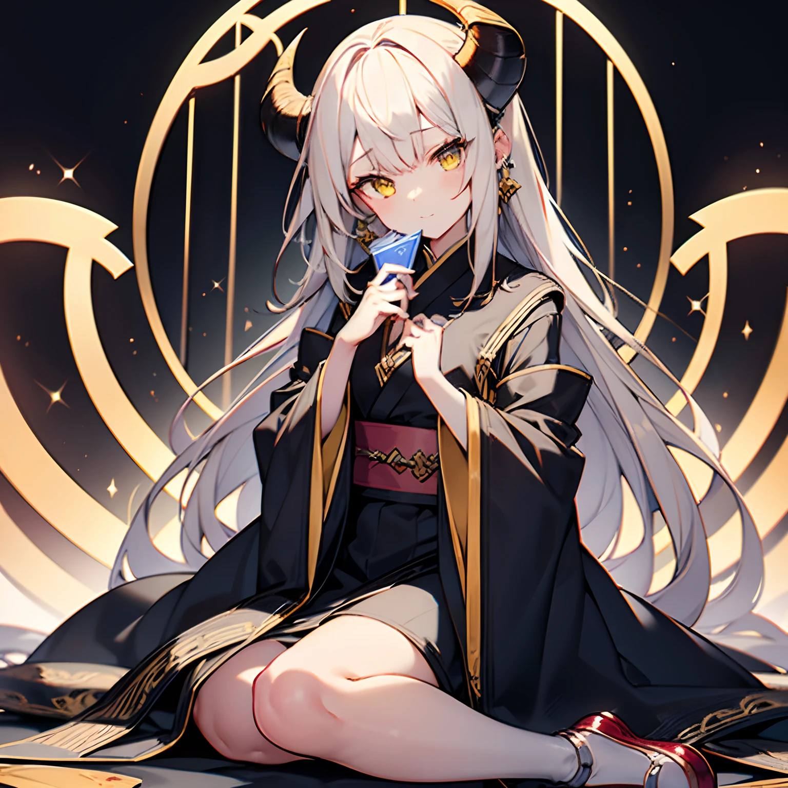 Cute girl demon horns、Japan anime style、Moe、(full body2.0)、(1 person only 2.1)、(No background 1.8)、Authentic and highly detailed body、小柄、girl with gray skin、childish、10yaers old、medium length hair、bangs、A yellow orangish hair、Authentic and highly detailed face、beautiful eyes that are authentic and highly detailed,、 Authentic and very delicate arms and hands、Authentic and highly detailed demon hands(5 fingers)、The most beautiful girl in the world、Delicate and beautiful yellow eyes、Authentic skin texture、royal demon, daughter of Lucifer, princess, hell, royal